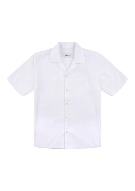 Grange Poplin SS Shirt in White made by Albam Clothing