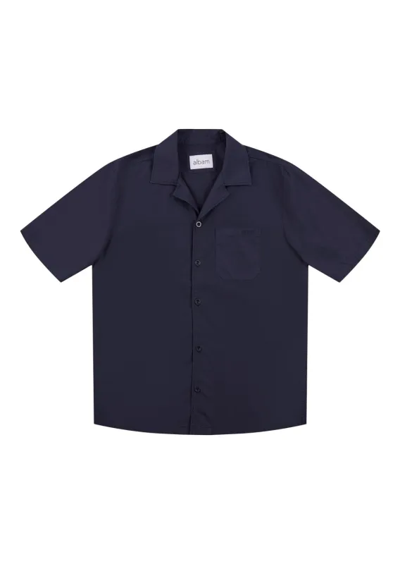Grange Poplin Shirt in Dark Navy made by Albam Clothing