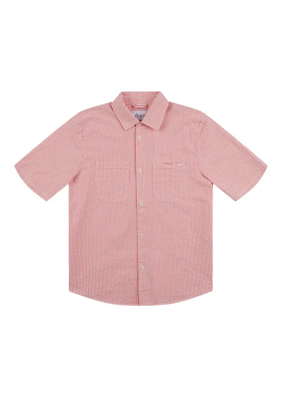 Derby Seersucker Shirt in Washed Red made by Albam Clothing