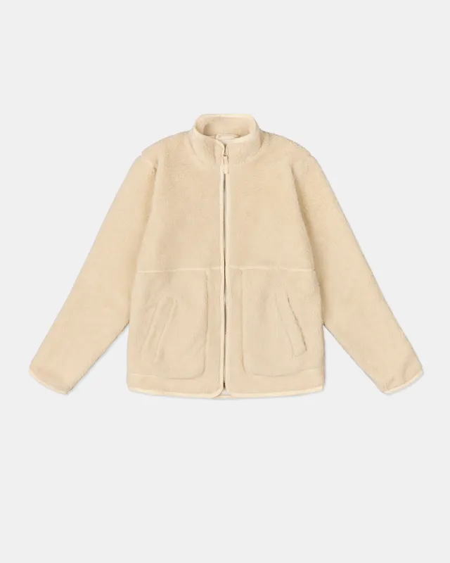 Dudley Zip Through Fleece Jacket in Ecru made by Albam Clothing