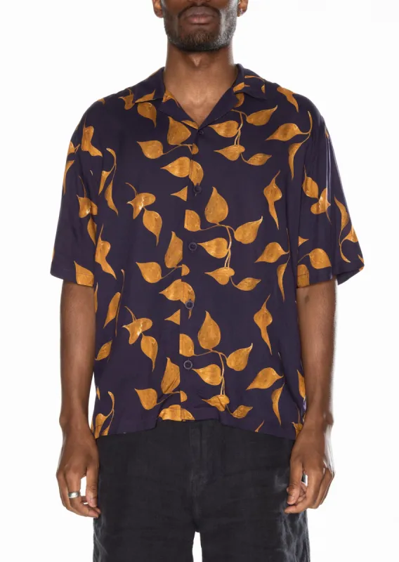 Short Sleeve Bowling Shirt in Navy sold by Albam Clothing