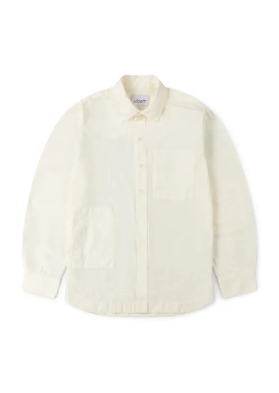 Patchwork Long Sleeve Shirt in Off-White sold by Albam Clothing