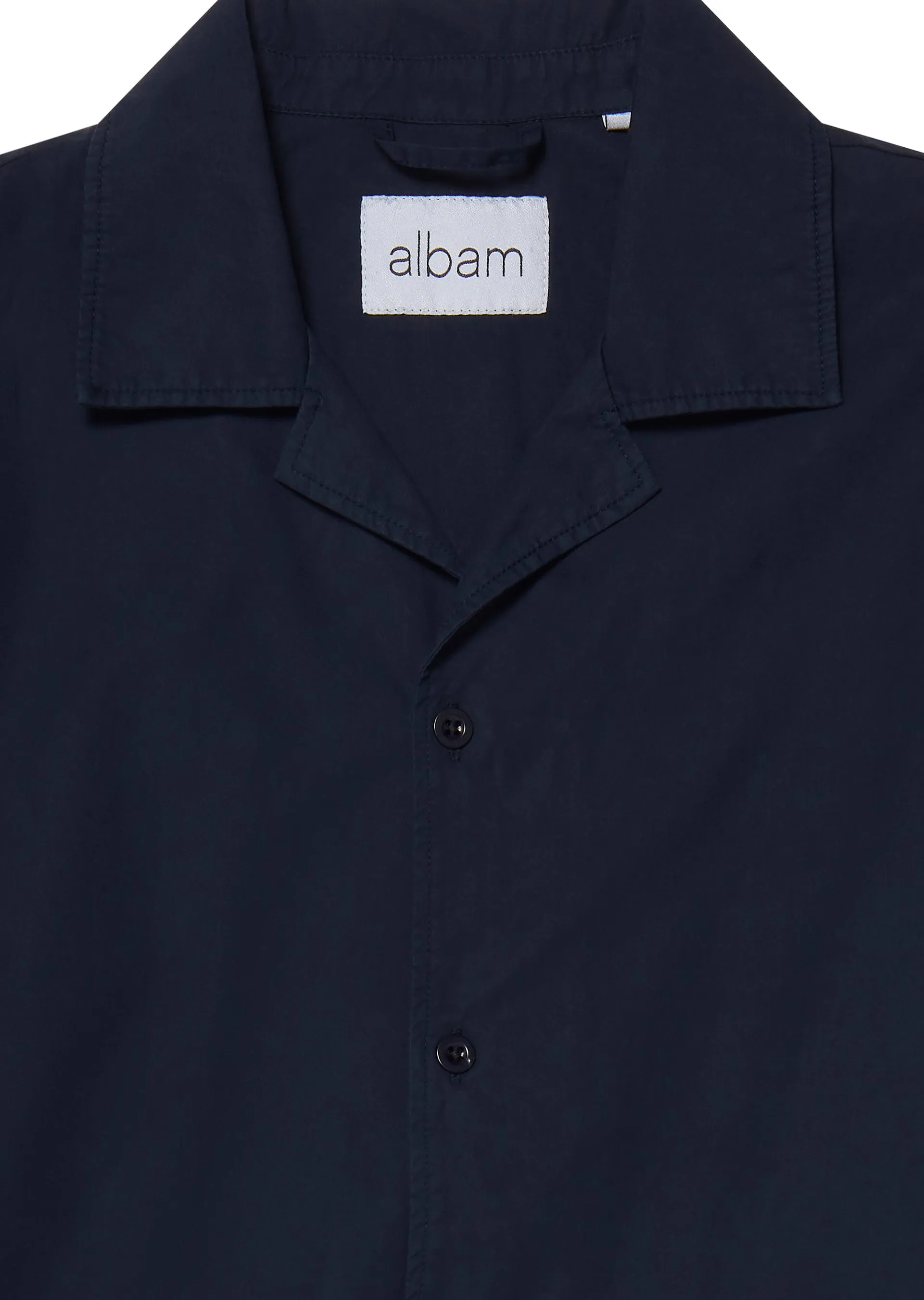 Long Sleeve Revere Poplin Shirt in Dark Navy sold by Albam Clothing product image thumbnail 4