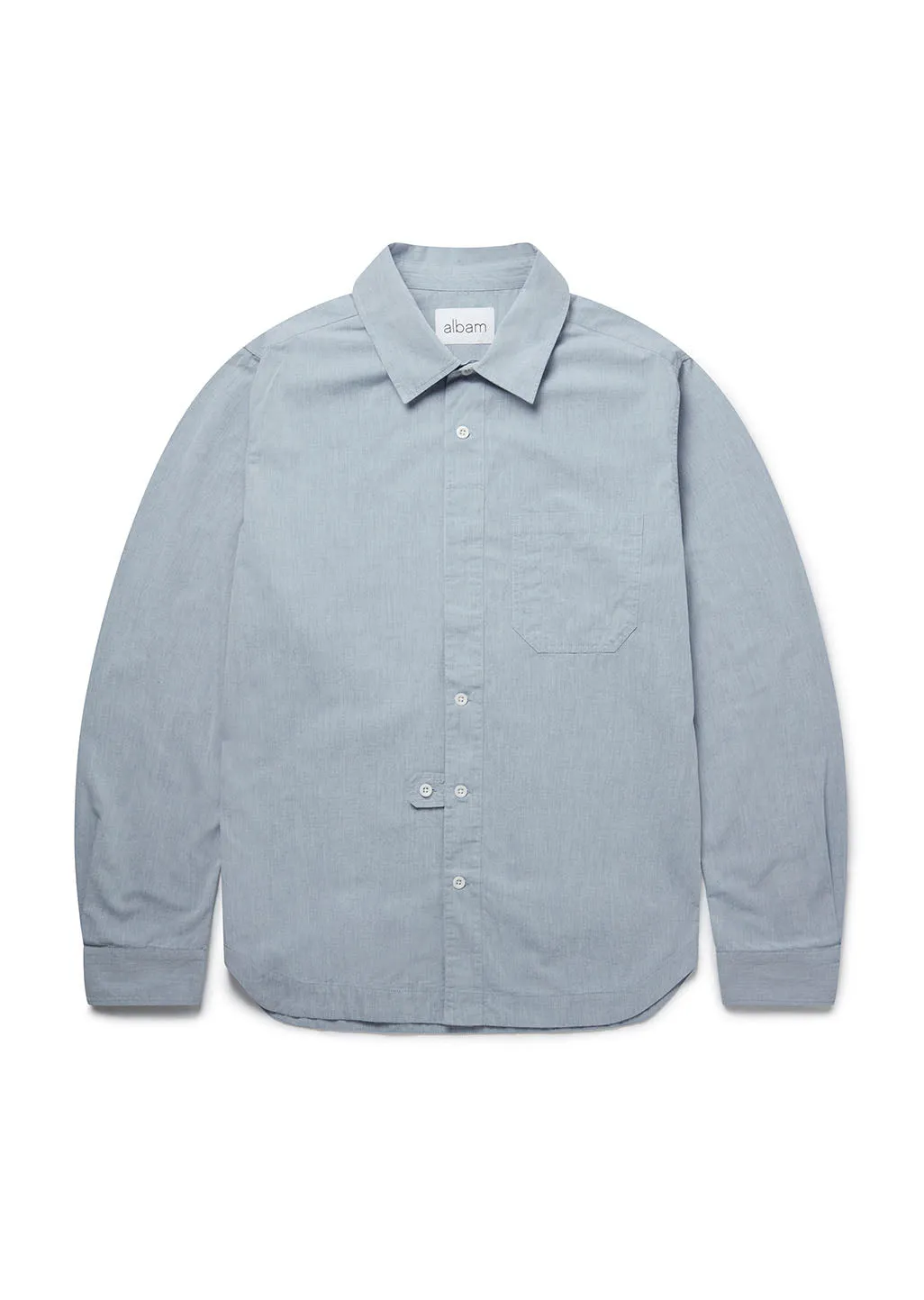 Button Tab Placket Ls Shirt in Navy sold by Albam Clothing