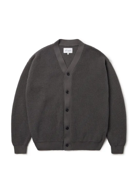 Waffle Stitch Cardigan in Charcoal made by Albam Clothing