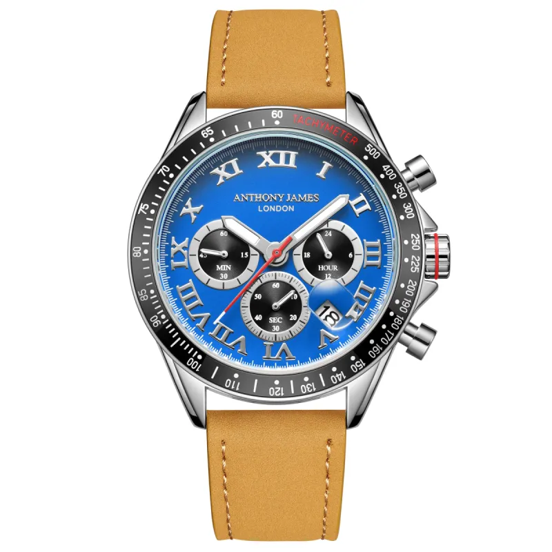 Tachymeter Turbo Steel Blue made by Anthony James