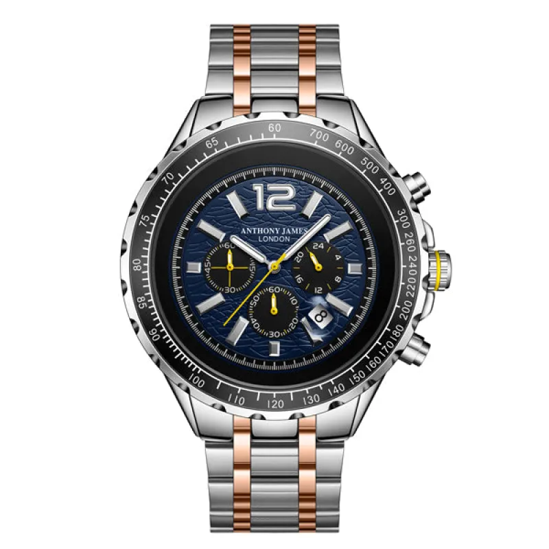 Hand Assembled Anthony James Limited Edition Chronograph Racer Blue sold by Anthony James
