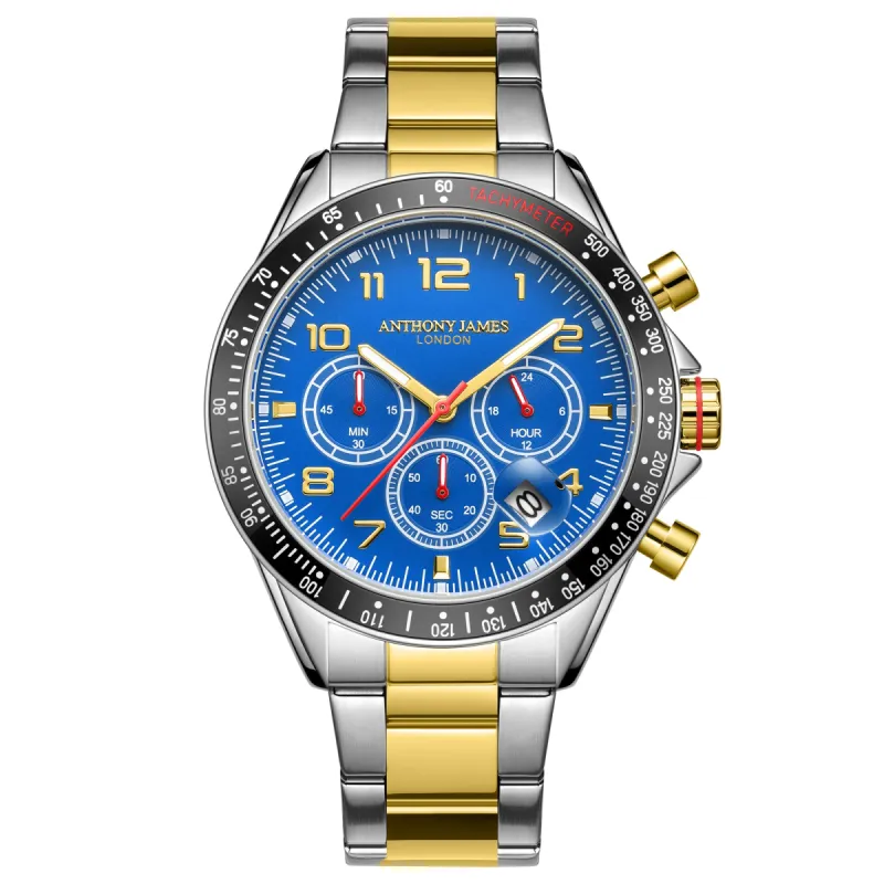 Tachymeter Chrono Two Tone Blue sold by Anthony James