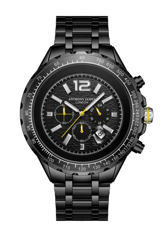 Hand Assembled Anthony James Limited Edition Chronograph Racer Black sold by Anthony James