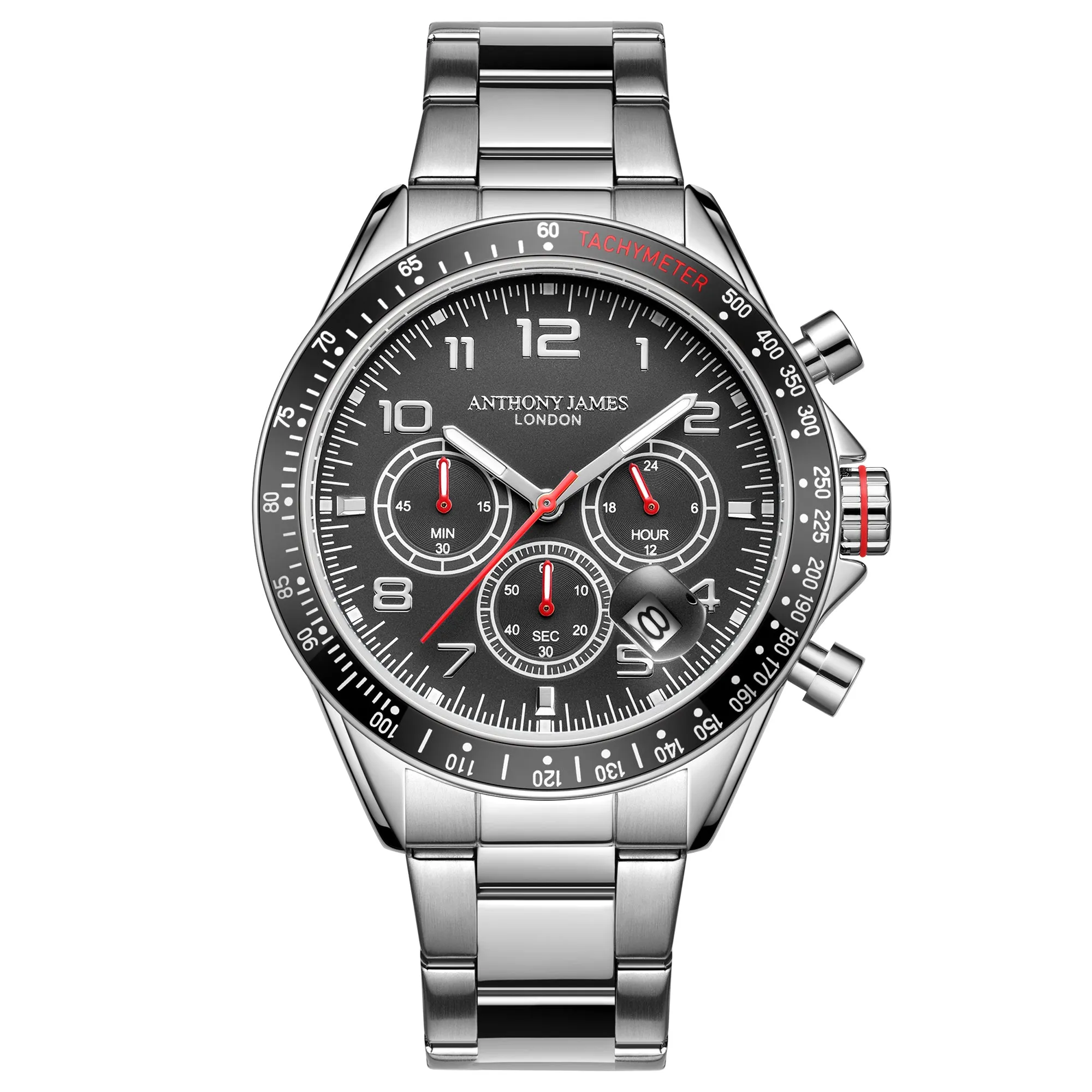 Tachymeter Chrono Steel Black sold by Anthony James