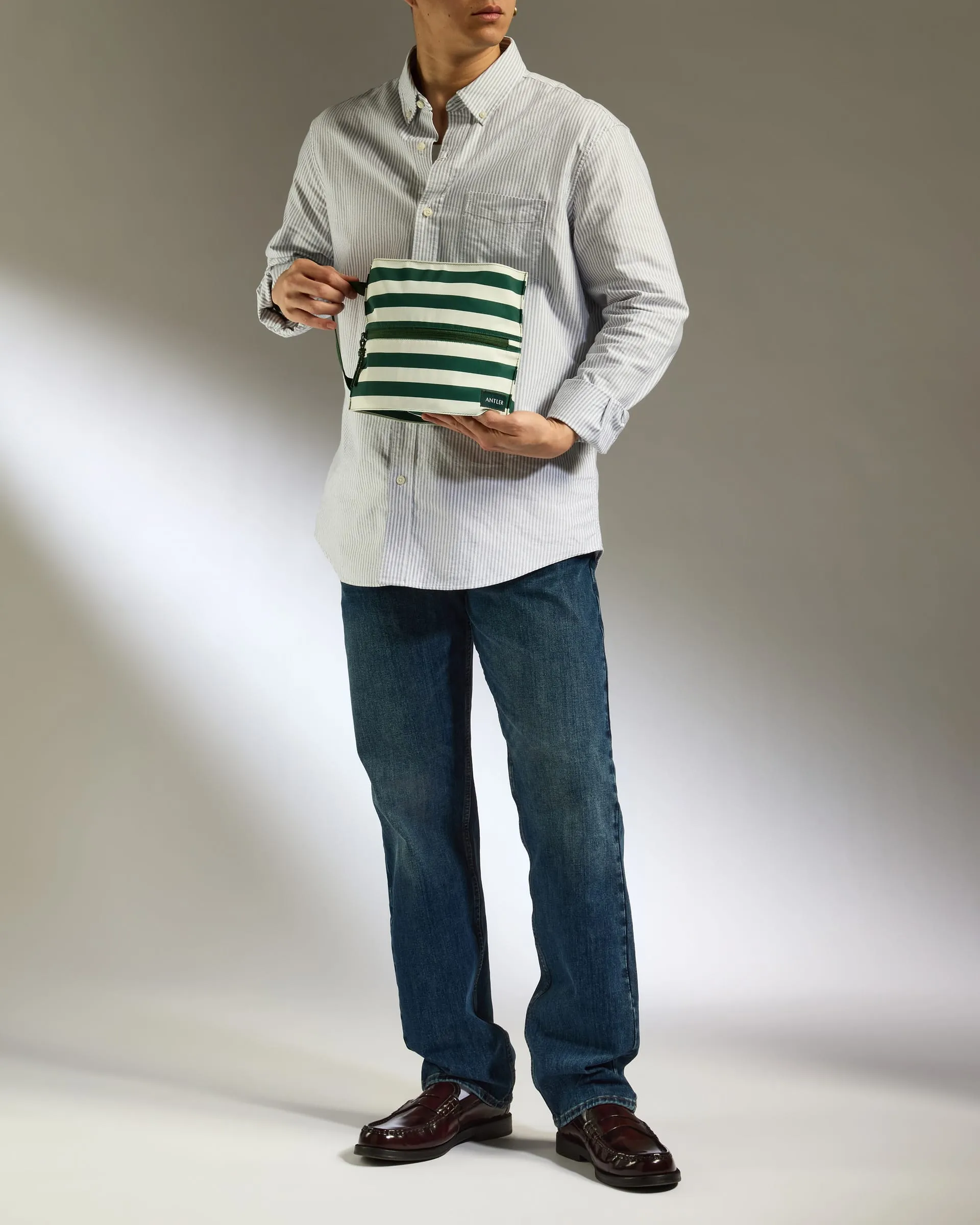 Stripe Poolside Pouch in Green- Summer Capsule sold by Antler product image thumbnail 2