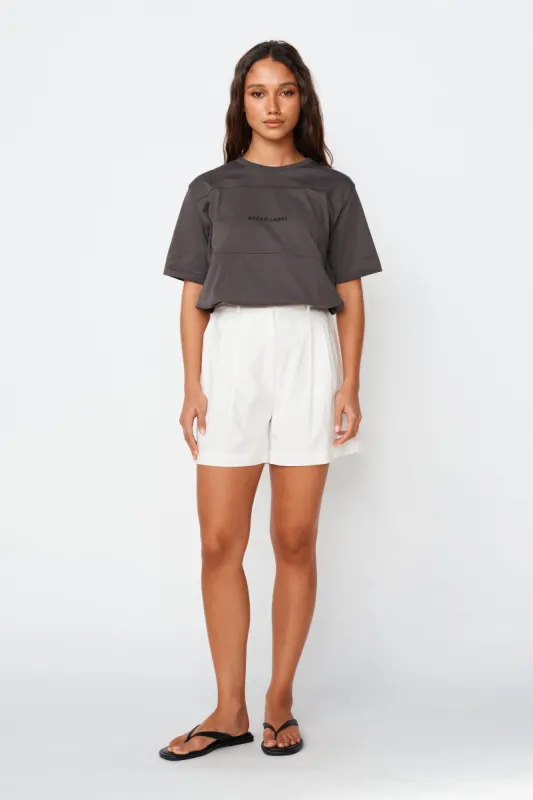 Label Embroidered Panel Tee - Charcoal / Black sold by Apero Label