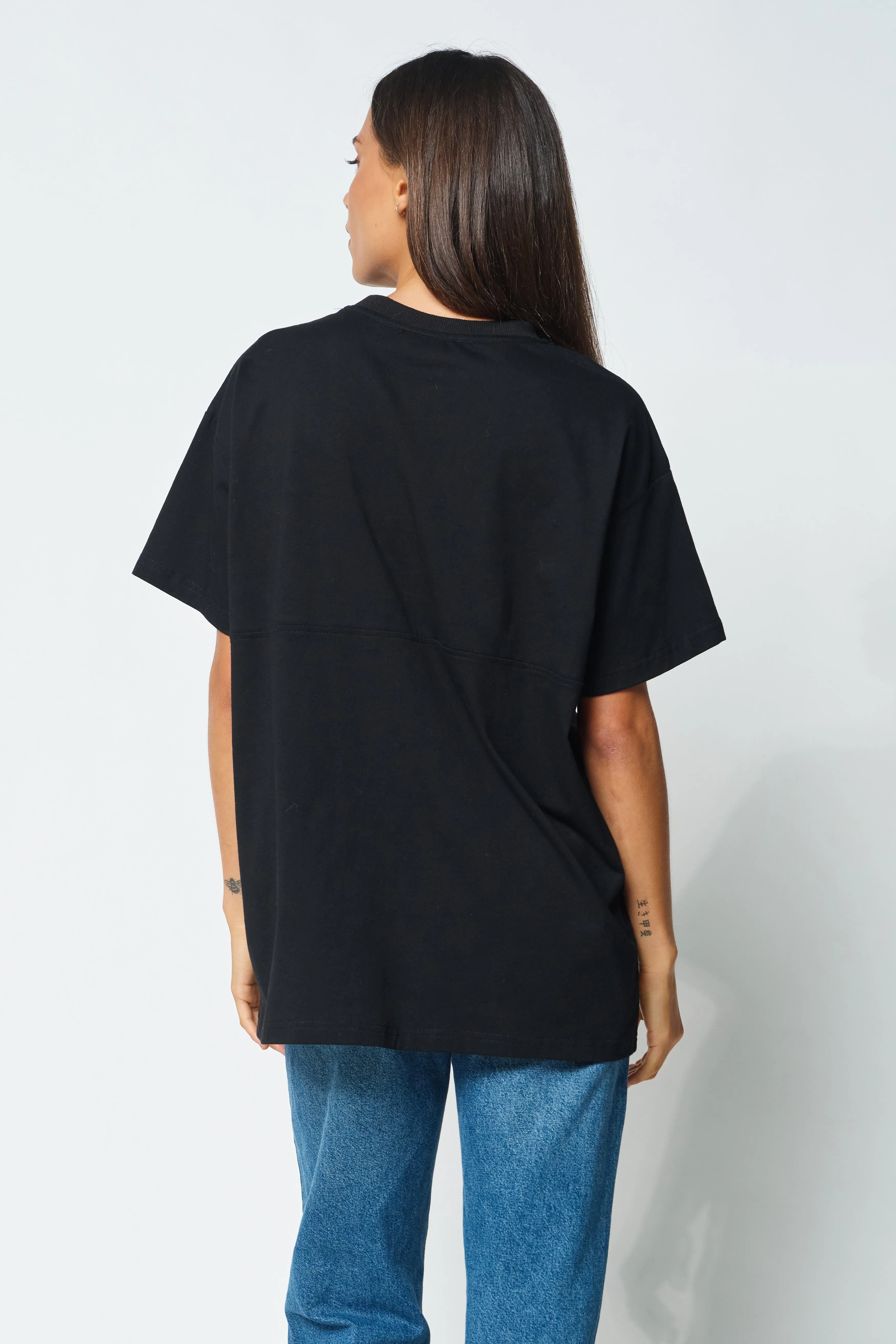 Grande Printed Longline Panel Tee - Black / White sold by Apero Label product image thumbnail 5
