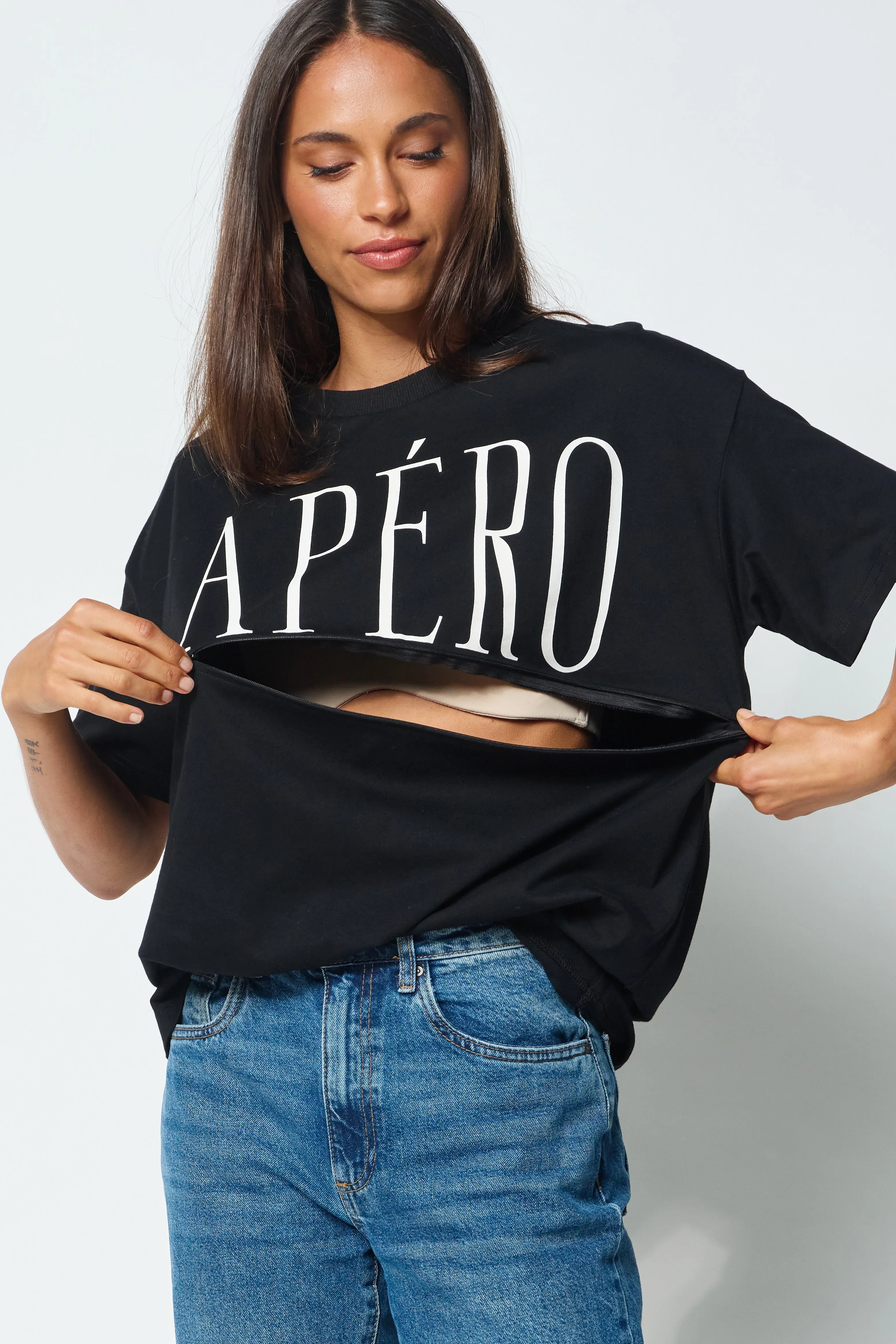 Grande Printed Longline Panel Tee - Black / White sold by Apero Label product image thumbnail 2