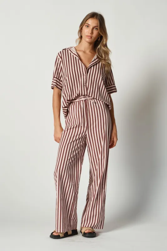Iris Stripe Wide-Leg Pant - Cinnamon / Pink sold by Apero Label