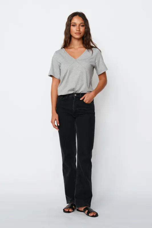 V-Neck Panel Tee - Grey Marle sold by Apero Label