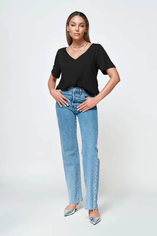 Diamond V-Neck Tee - Black sold by Apero Label