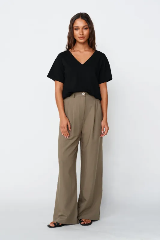 V-Neck Panel Tee - Black sold by Apero Label