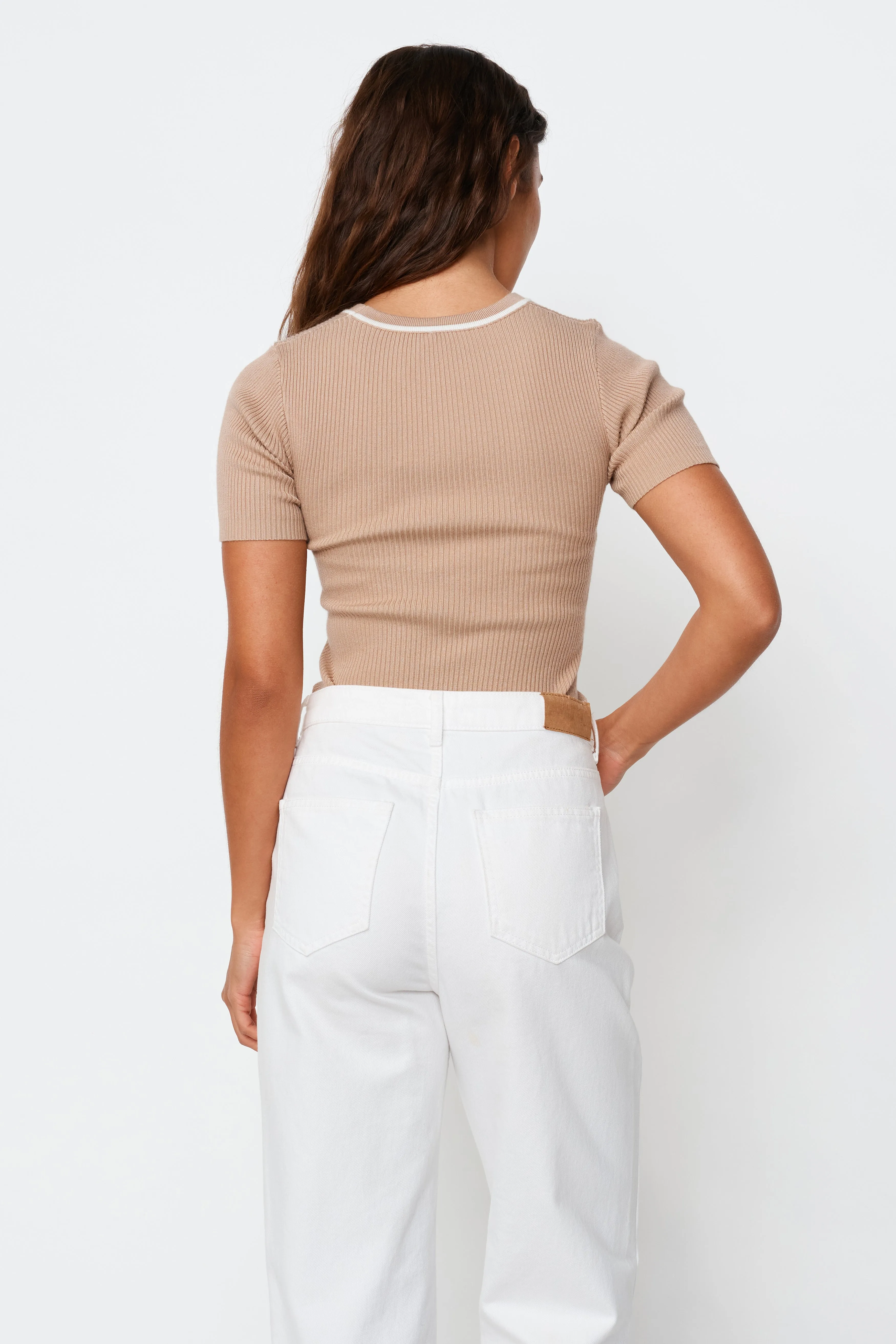 Rowe Knit Panel Tee - Beige / White sold by Apero Label product image thumbnail 5