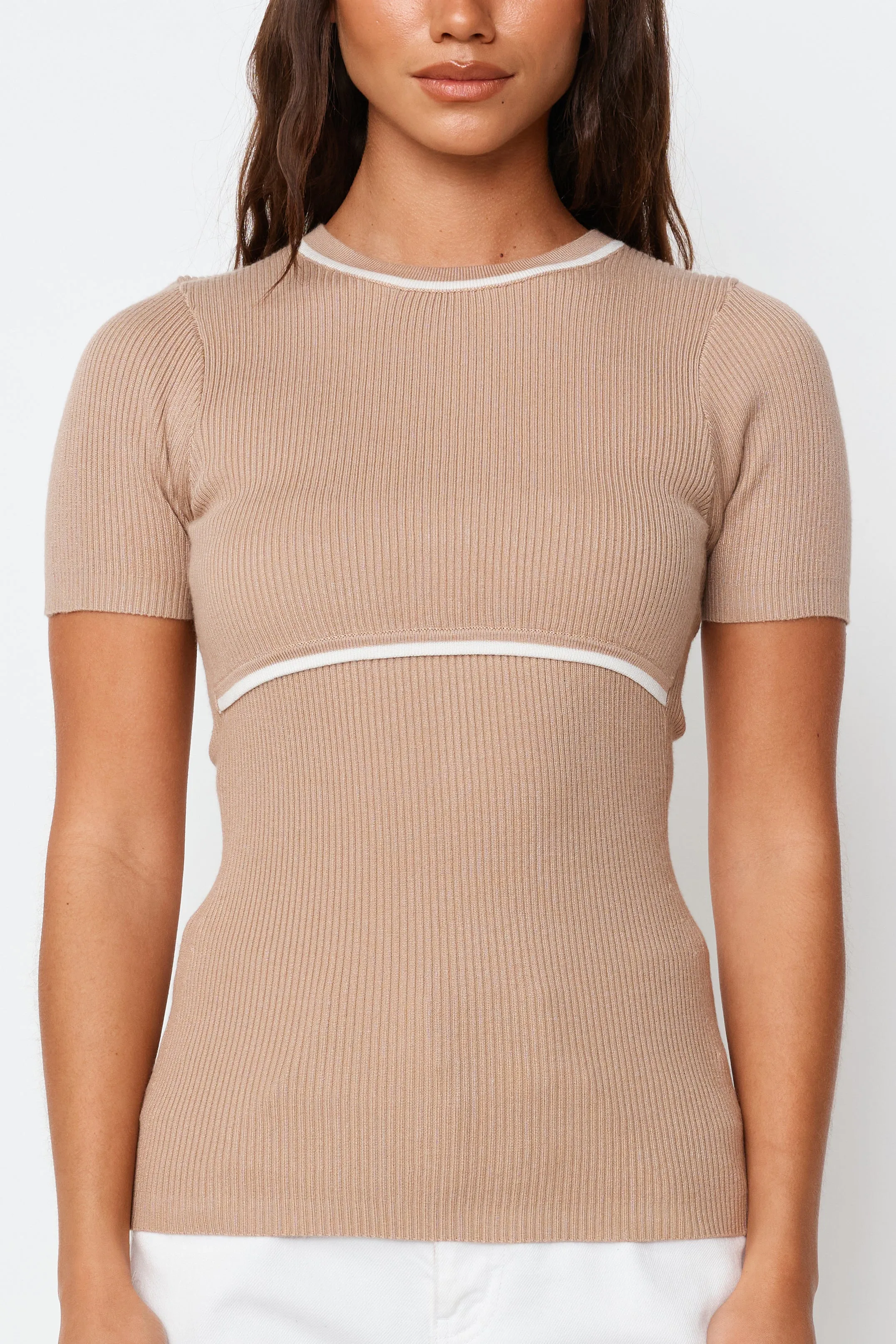 Rowe Knit Panel Tee - Beige / White sold by Apero Label product image thumbnail 3