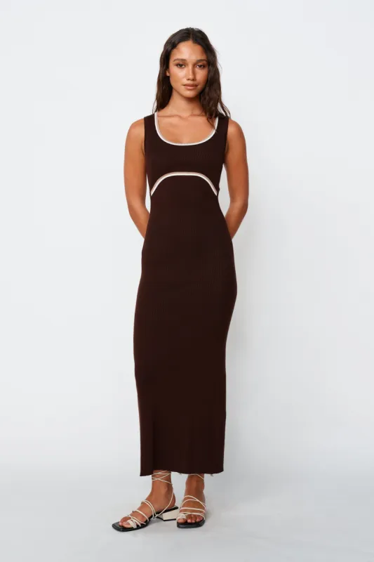 Rowe Knit Scoop Tank Dress - Chocolate sold by Apero Label