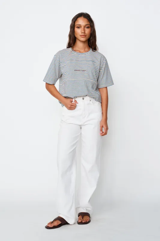 Label Stripe Panel Tee - Cobalt / Cream / Mulberry sold by Apero Label