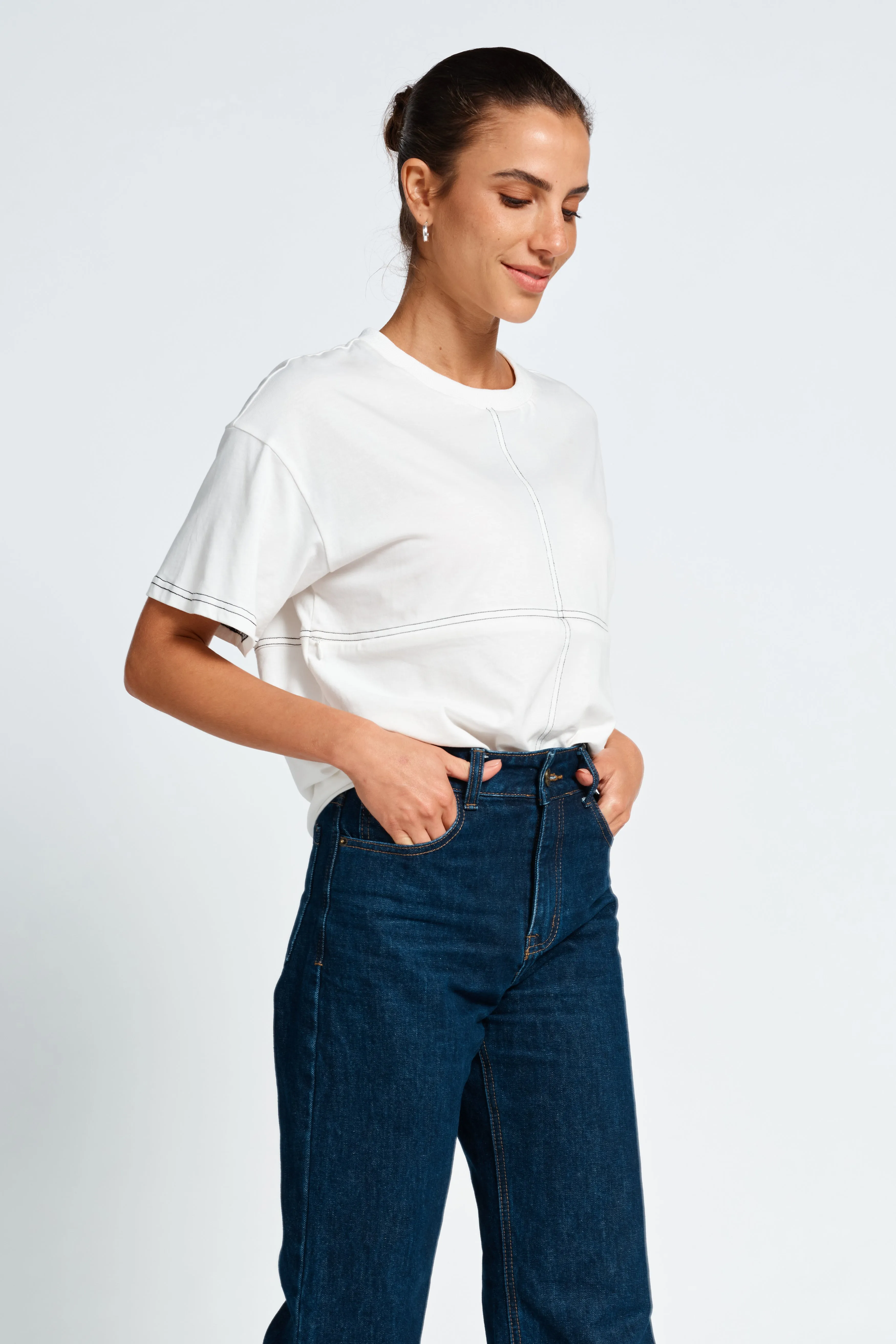 Miro Contrast Panel Tee - White / Black sold by Apero Label product image thumbnail 5