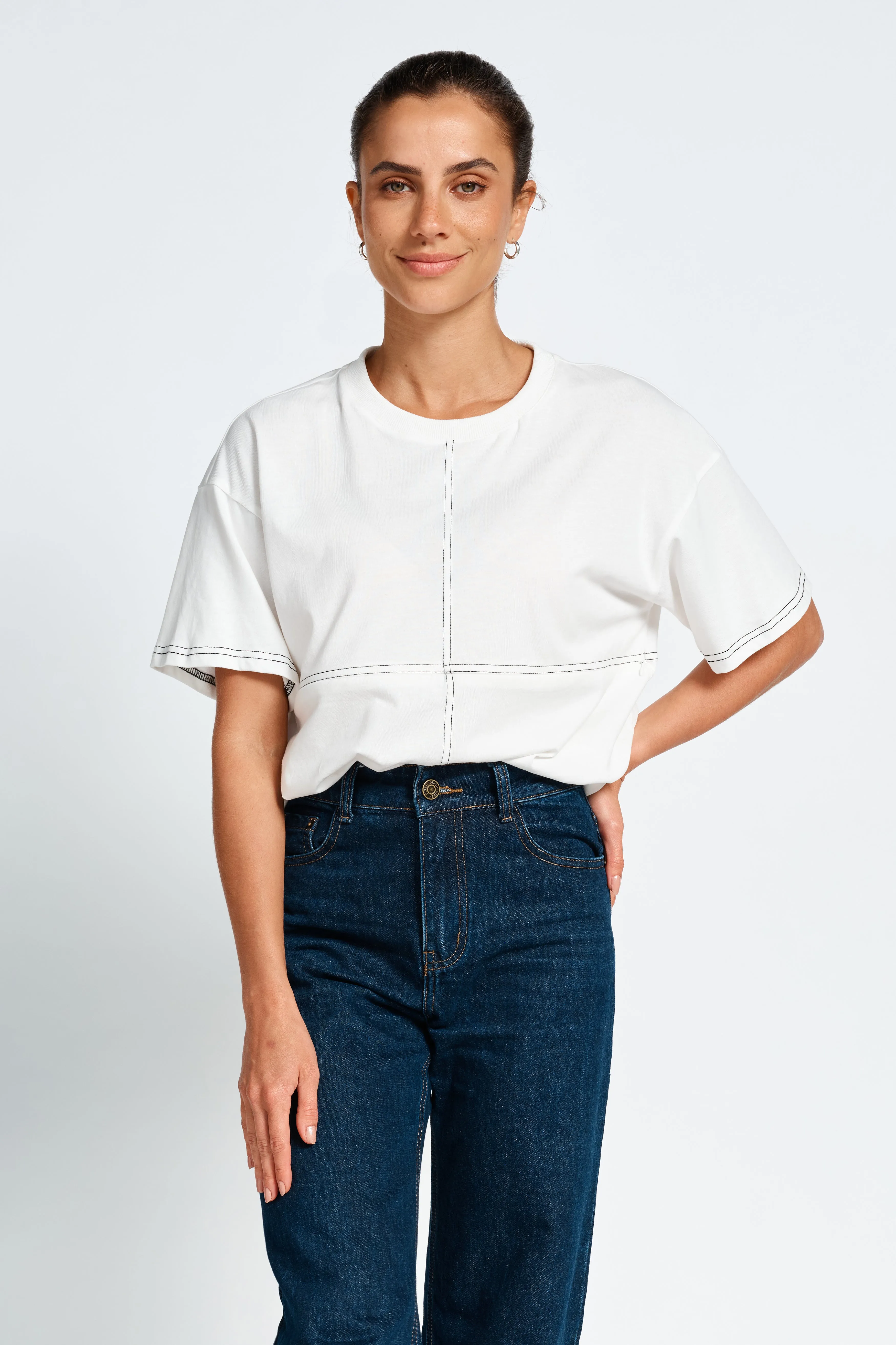 Miro Contrast Panel Tee - White / Black sold by Apero Label product image thumbnail 4