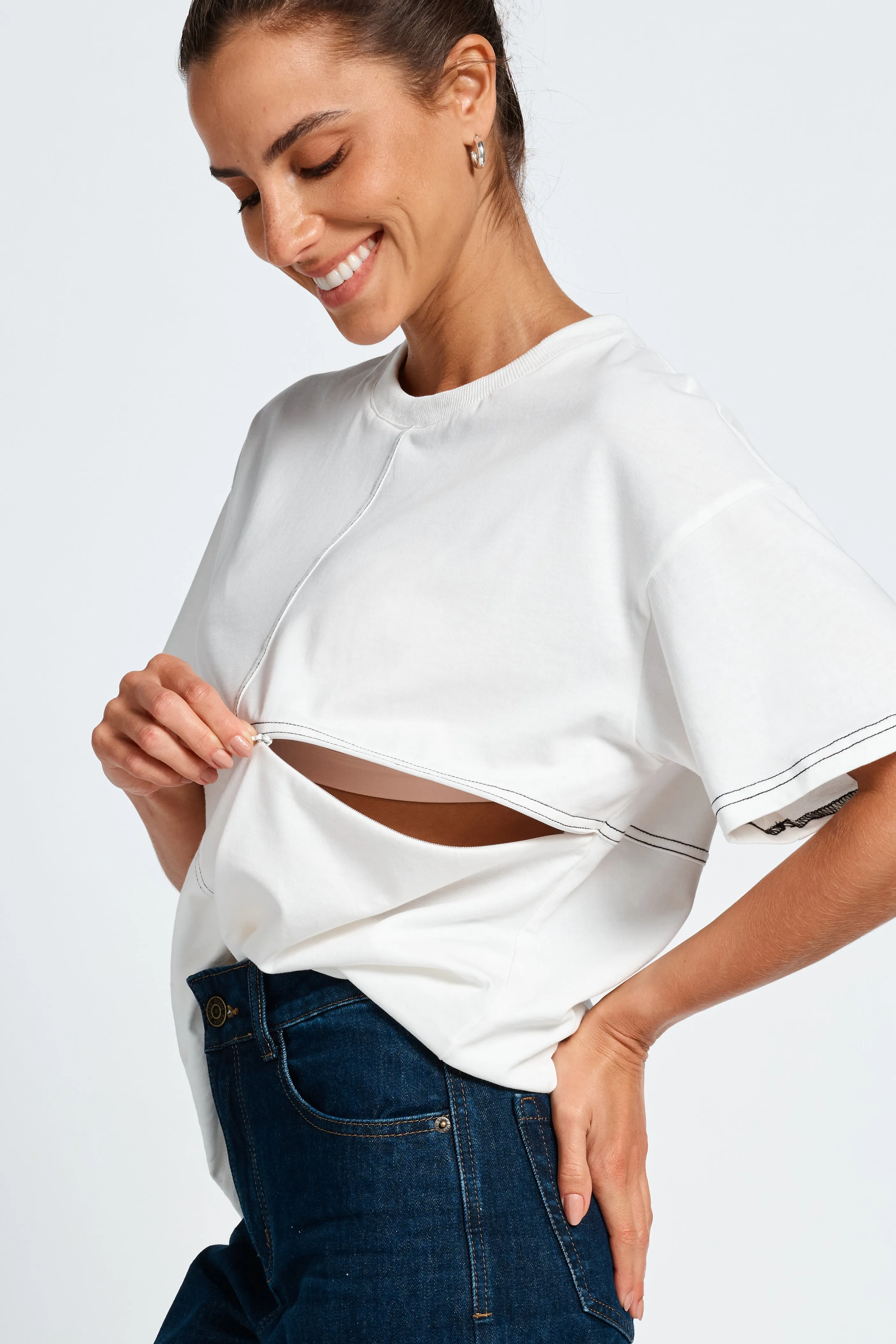 Miro Contrast Panel Tee - White / Black sold by Apero Label product image thumbnail 2