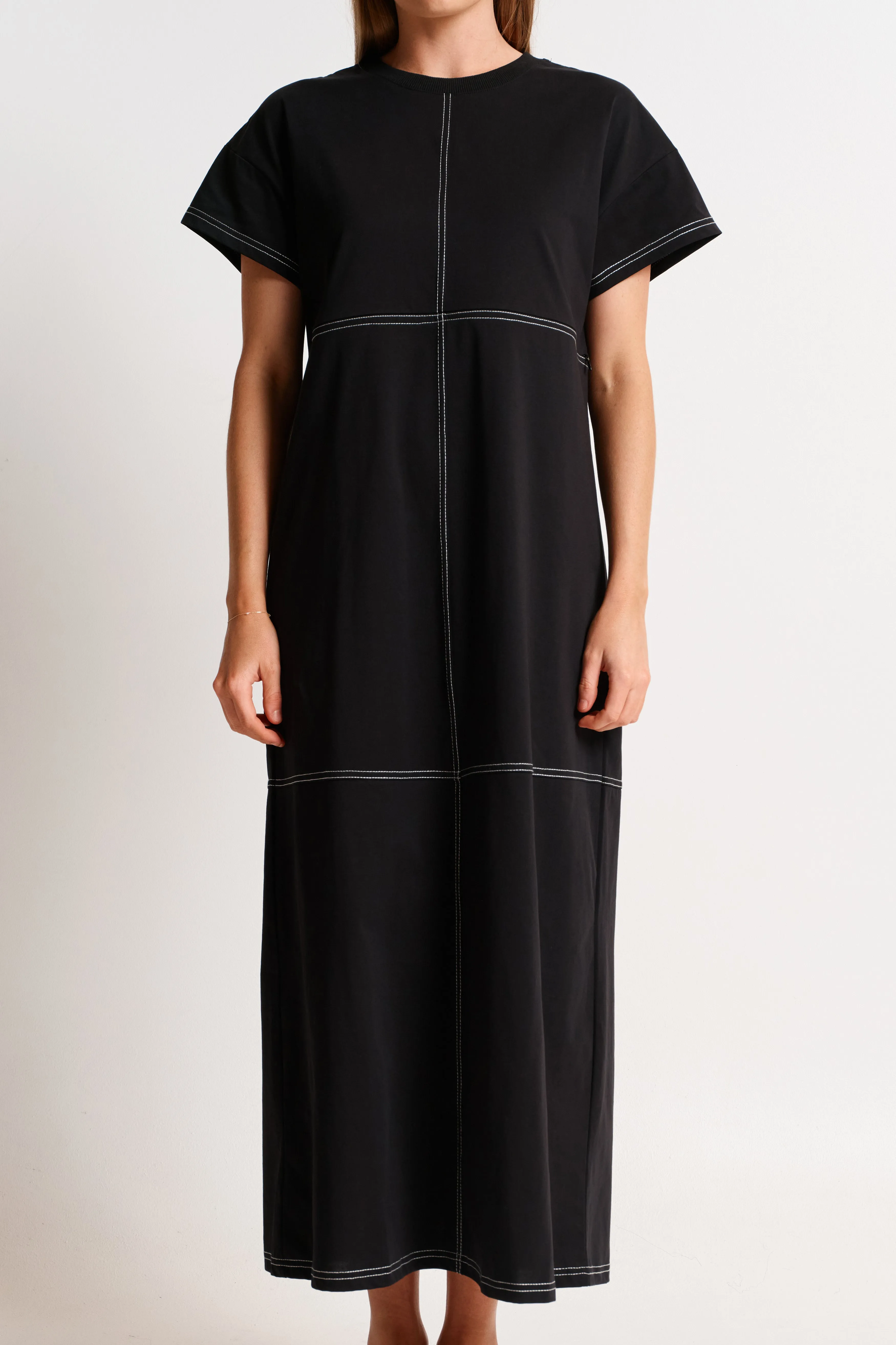 Miro Contrast Panel Midi Tee Dress - Black / White sold by Apero Label product image thumbnail 4