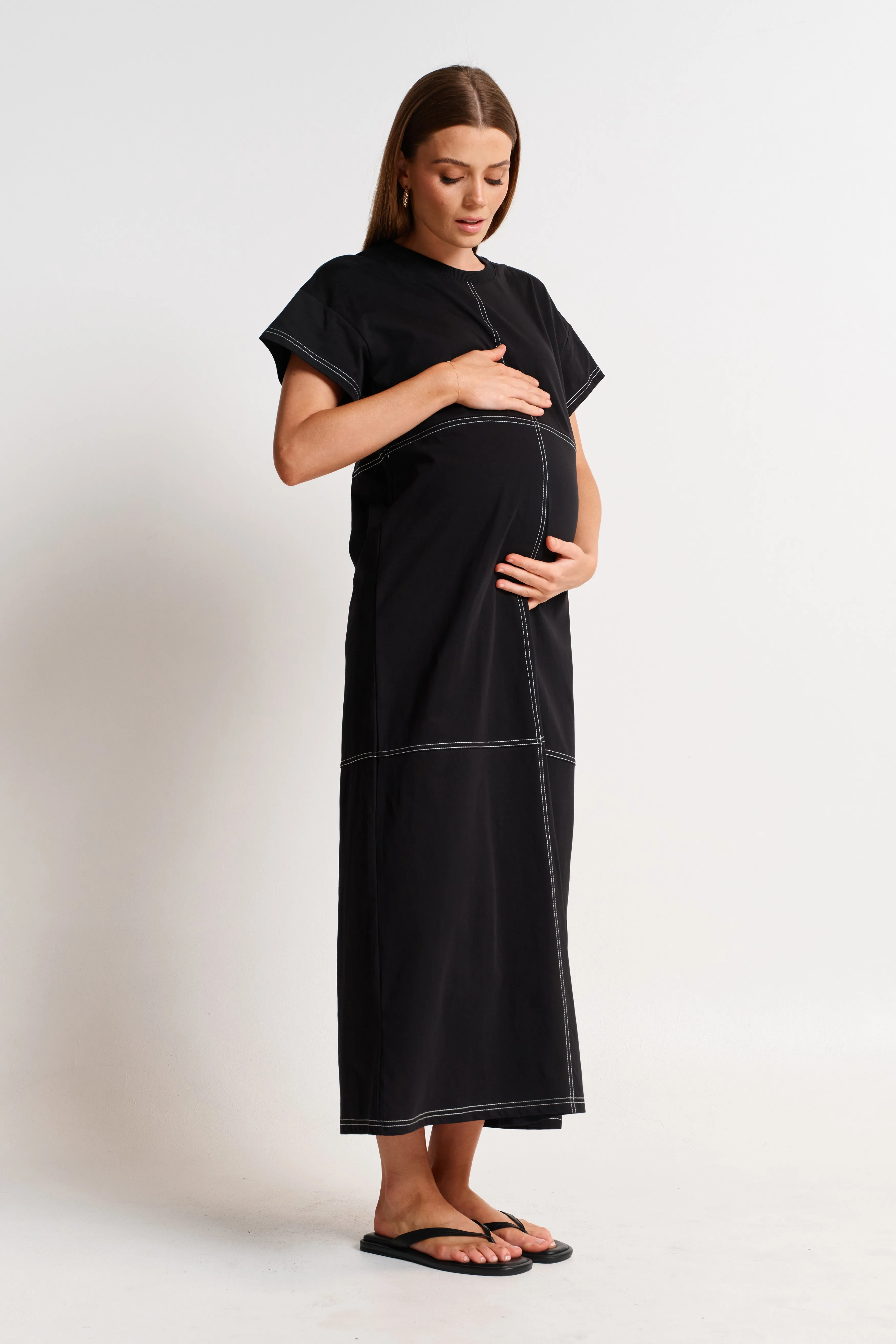 Miro Contrast Panel Midi Tee Dress - Black / White sold by Apero Label product image thumbnail 3