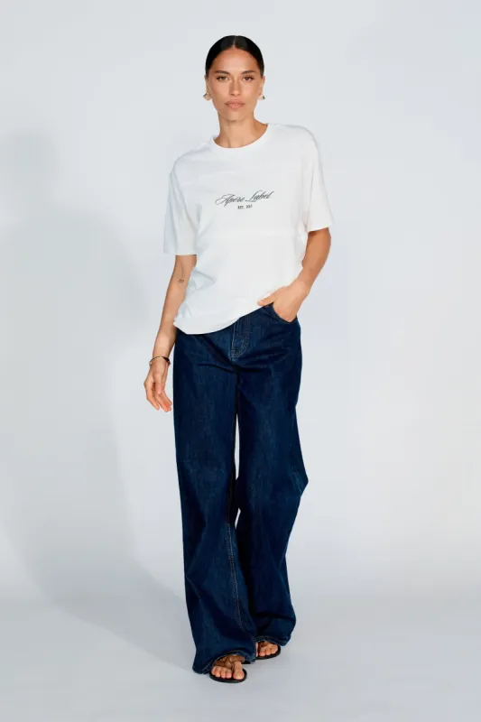 Kennedy Embroidered Panel Tee - White / Green sold by Apero Label