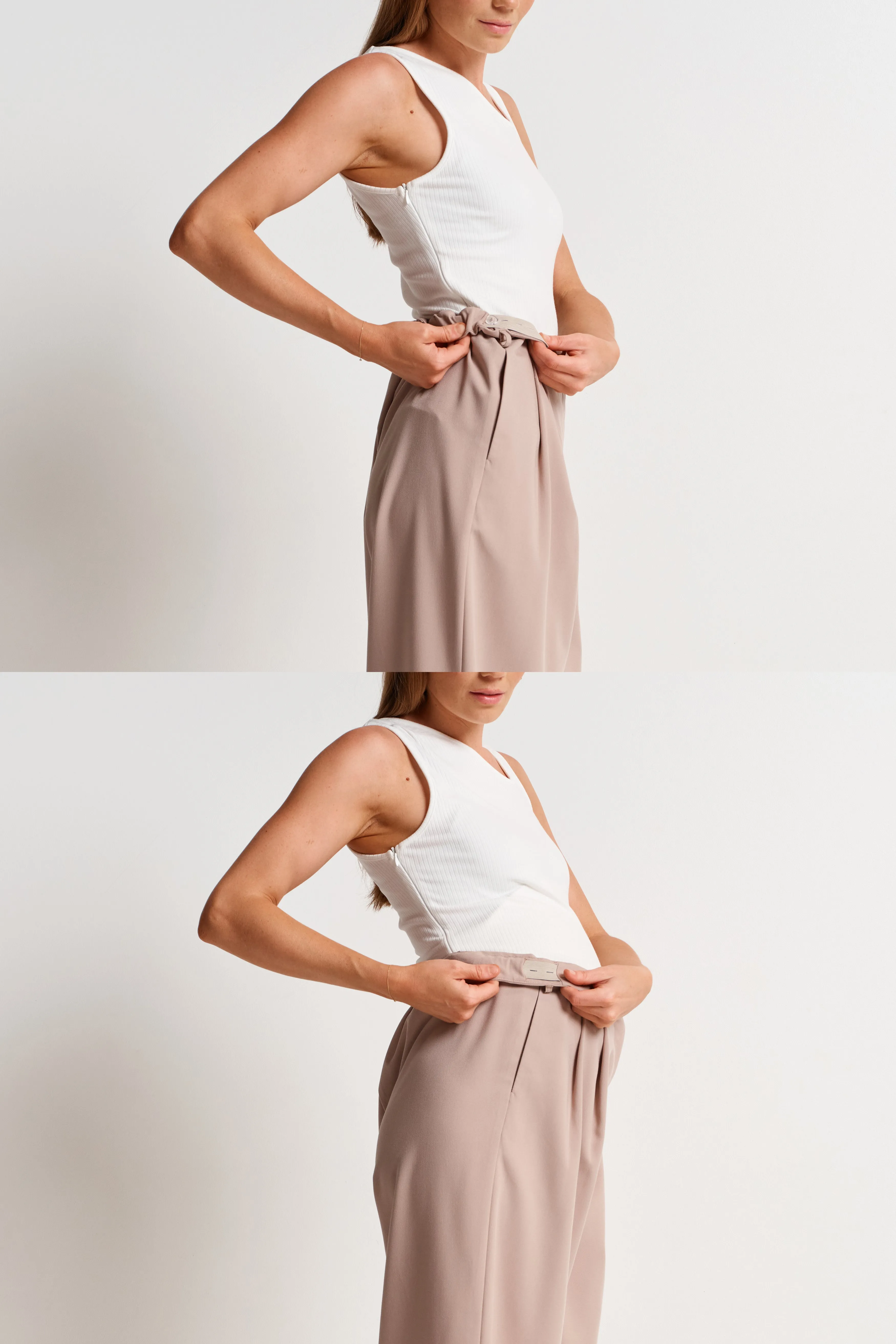 Zadie Adjustable Wide Leg Trouser - Latte sold by Apero Label product image thumbnail 3
