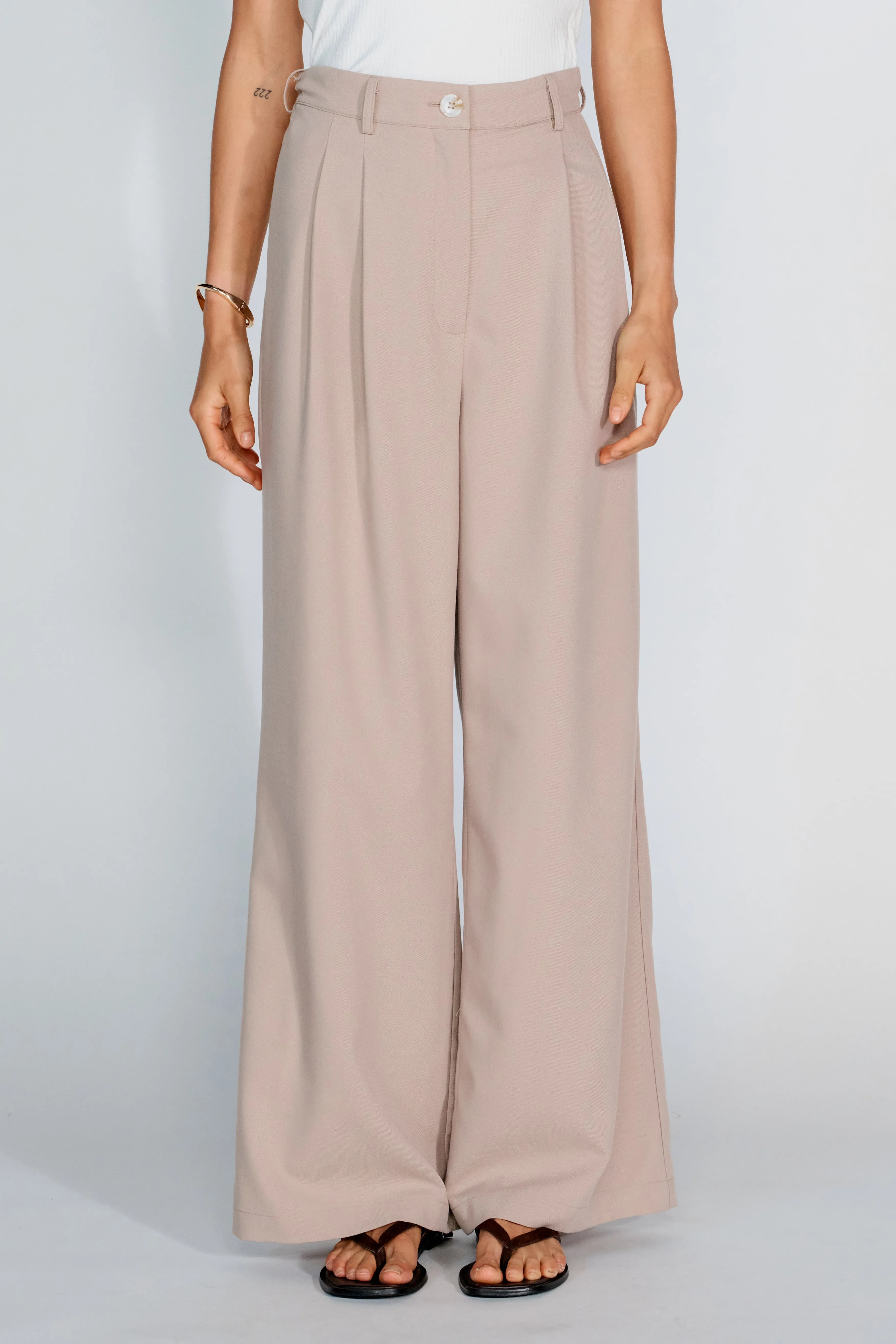 Zadie Adjustable Wide Leg Trouser - Latte sold by Apero Label product image thumbnail 5