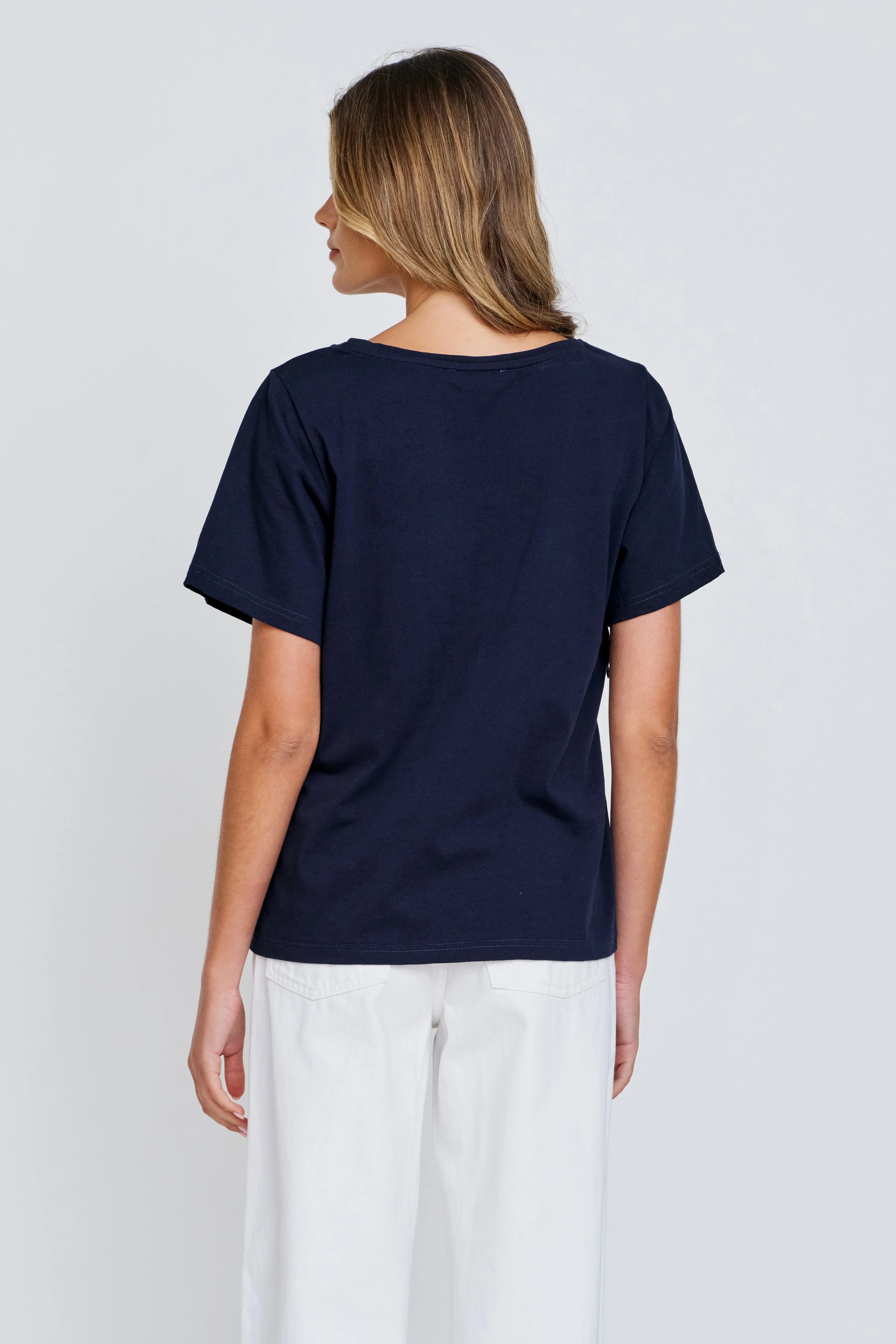 V-Neck Panel Tee - Navy sold by Apero Label product image thumbnail 5