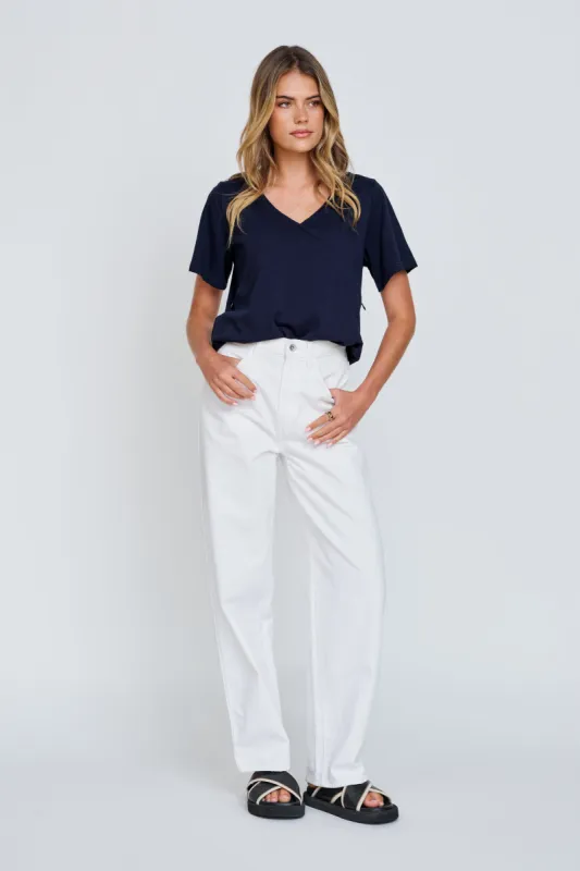 V-Neck Panel Tee - Navy sold by Apero Label