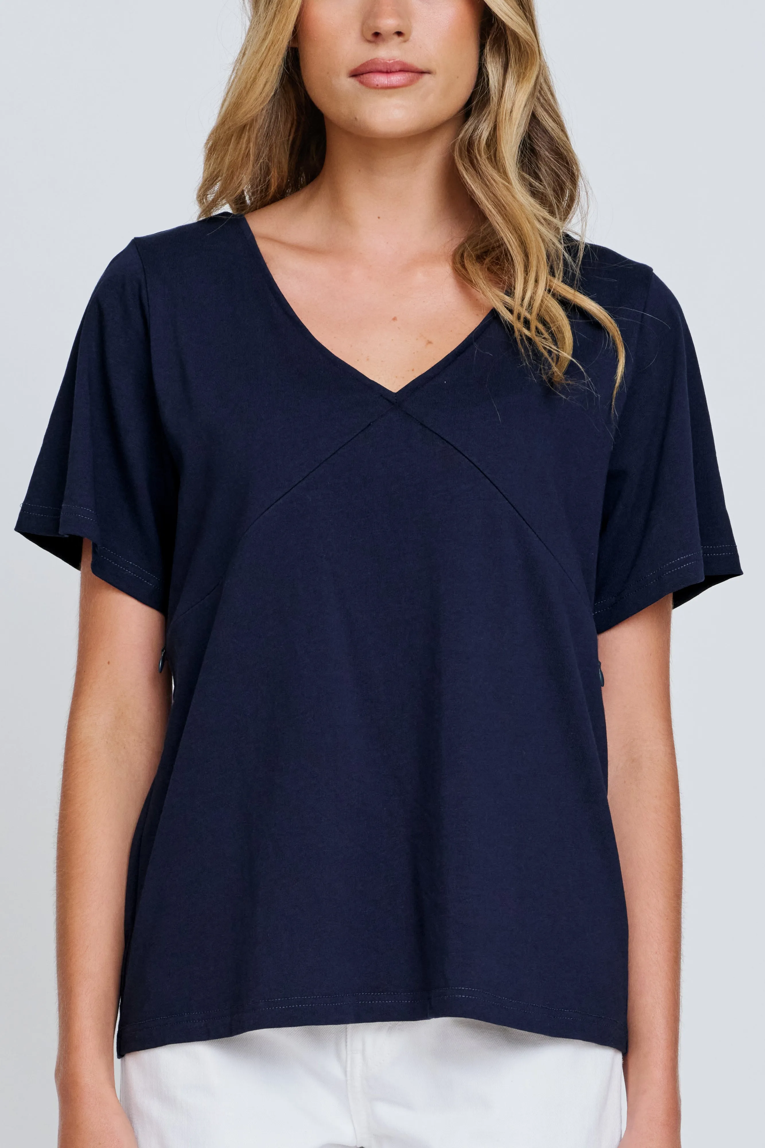V-Neck Panel Tee - Navy sold by Apero Label product image thumbnail 3