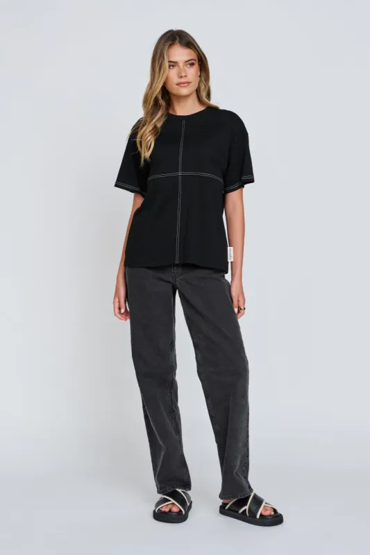 Miro Contrast Panel Tee - Black / White sold by Apero Label