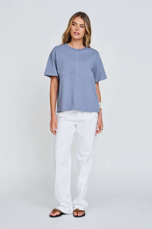 Miro Contrast Panel Tee - Denim Blue / White sold by Apero Label