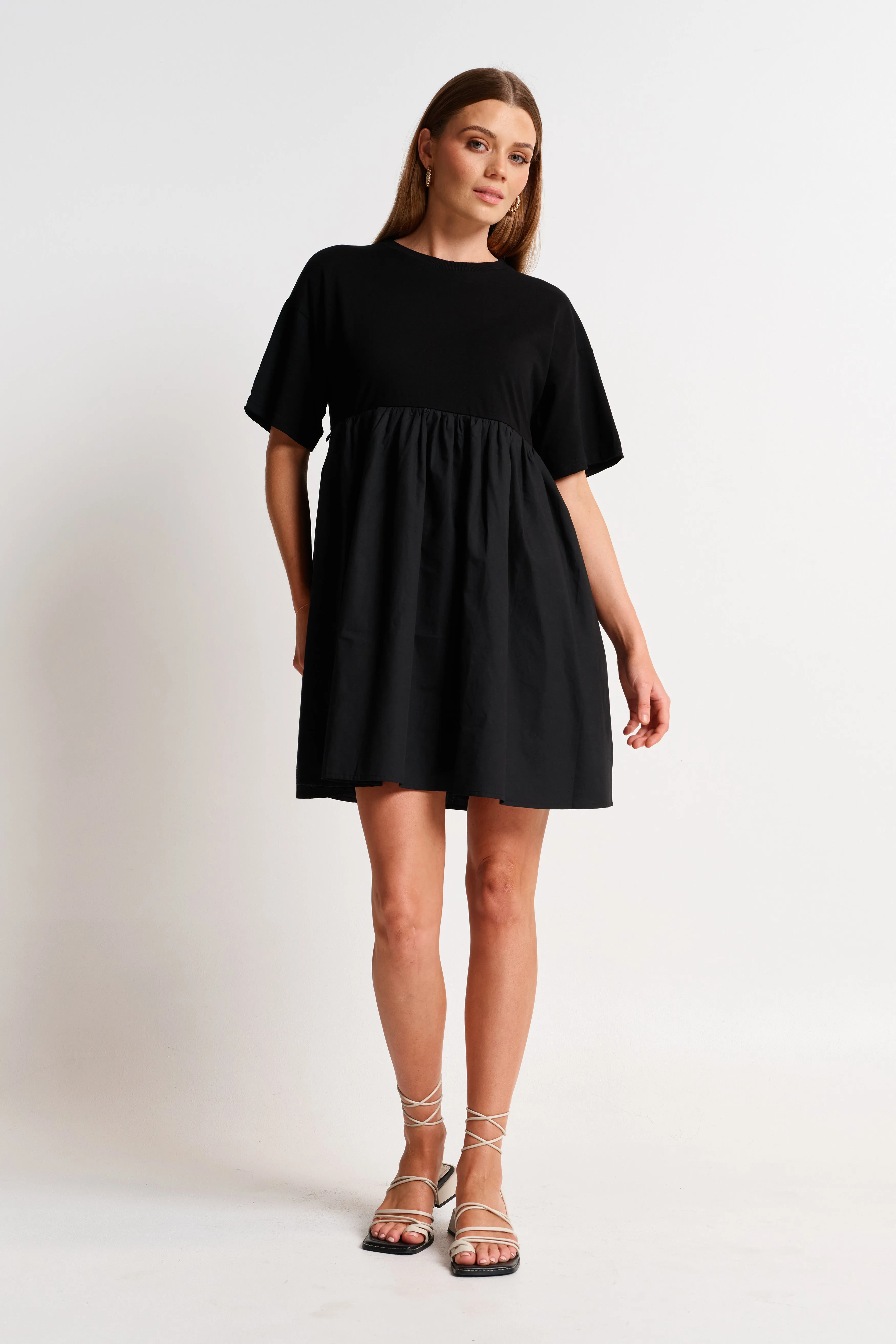 Nora Combination Panel Tee Dress - Black sold by Apero Label