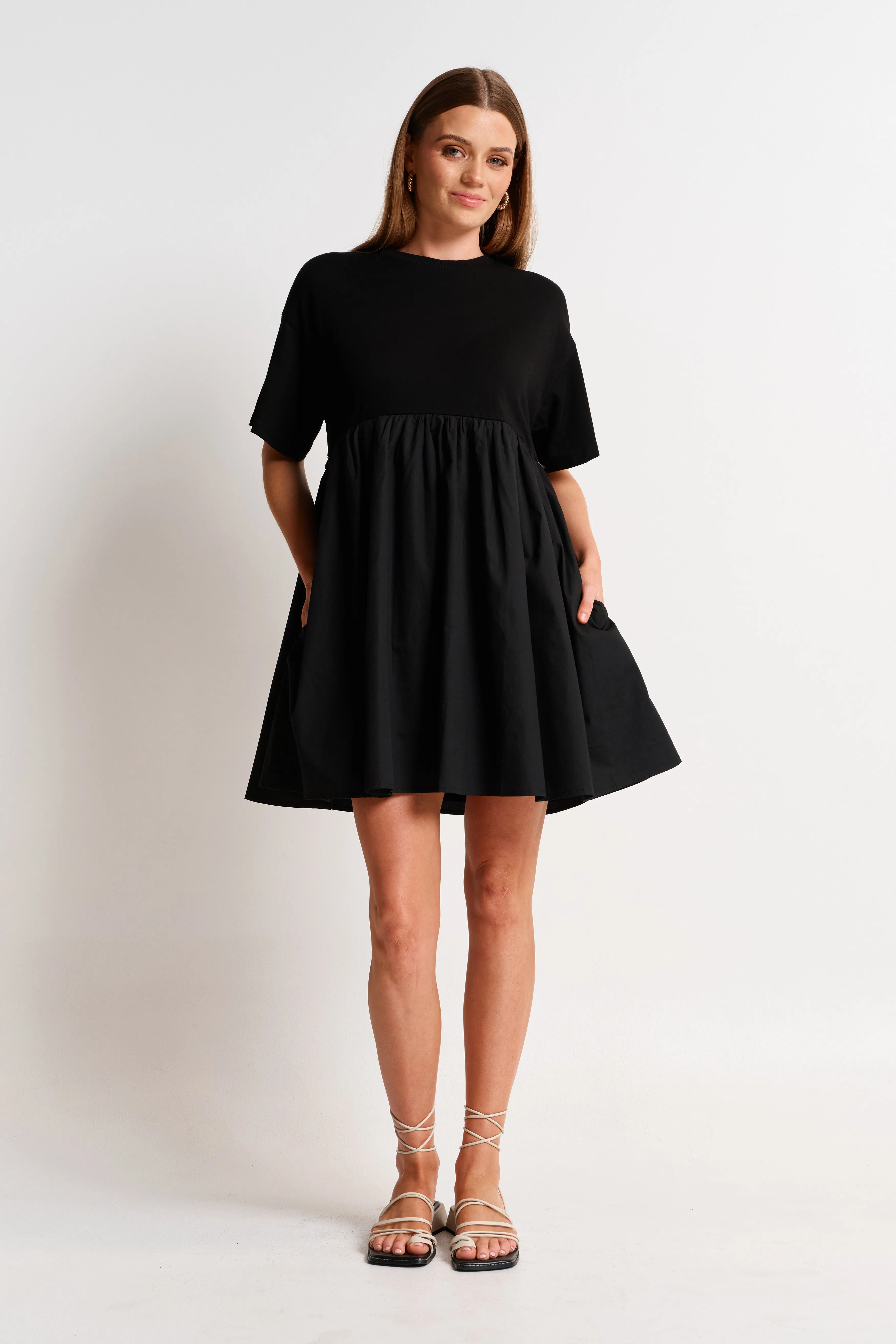 Nora Combination Panel Tee Dress - Black sold by Apero Label product image thumbnail 5