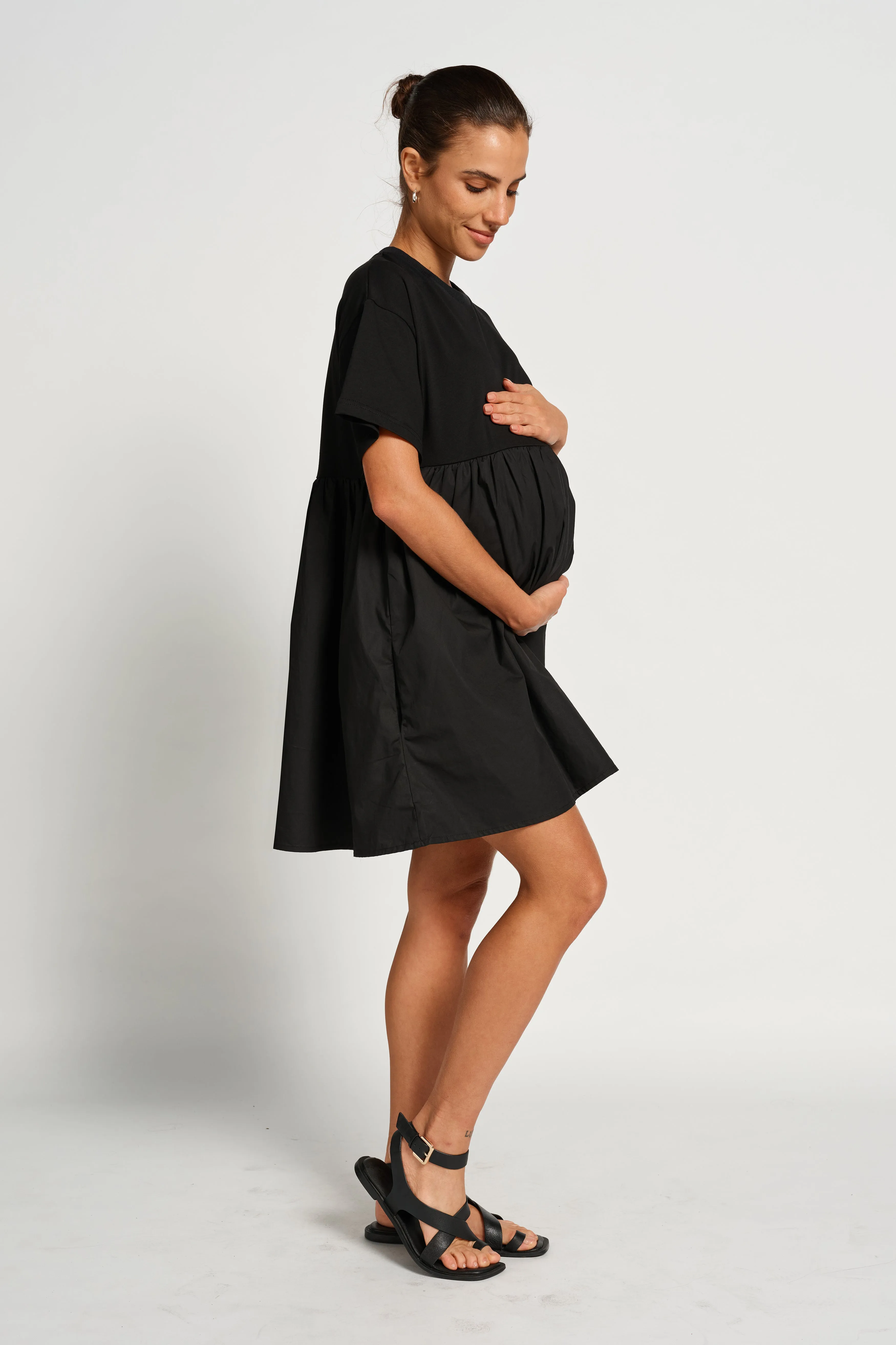 Nora Combination Panel Tee Dress - Black sold by Apero Label product image thumbnail 3