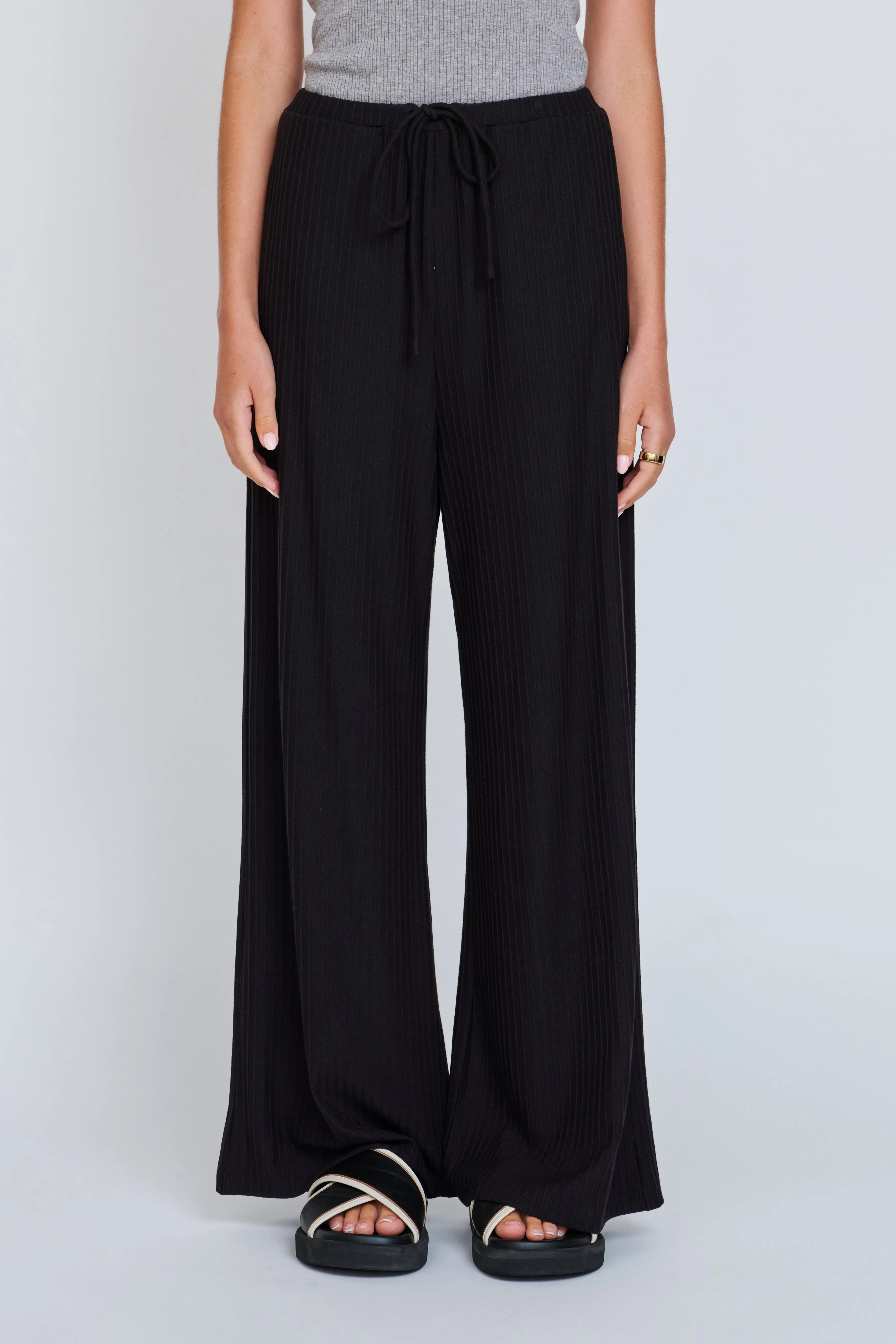 Ivy Ribbed Wide Leg Pant - Black sold by Apero Label product image thumbnail 3