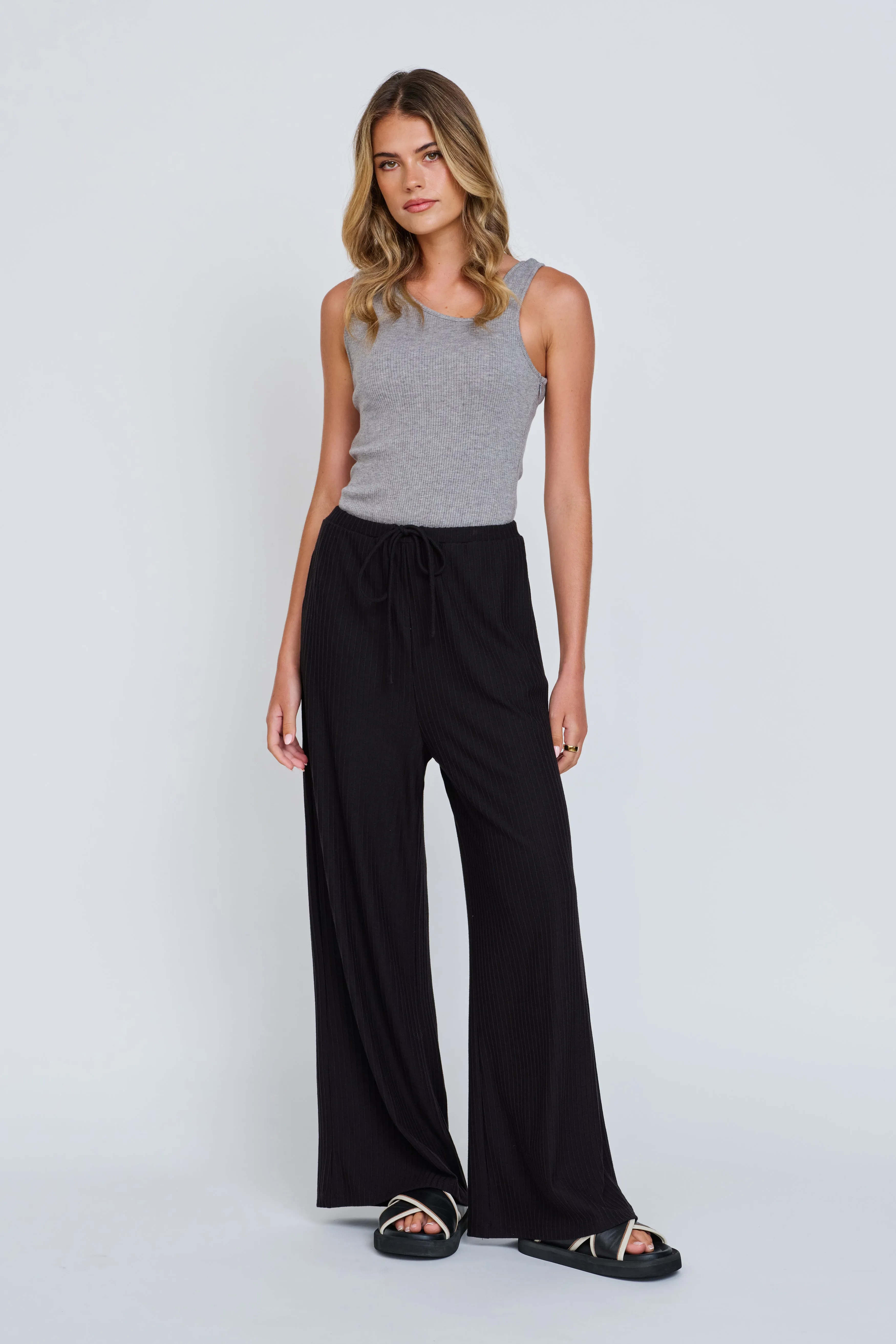 Ivy Ribbed Wide Leg Pant - Black sold by Apero Label product image thumbnail 4