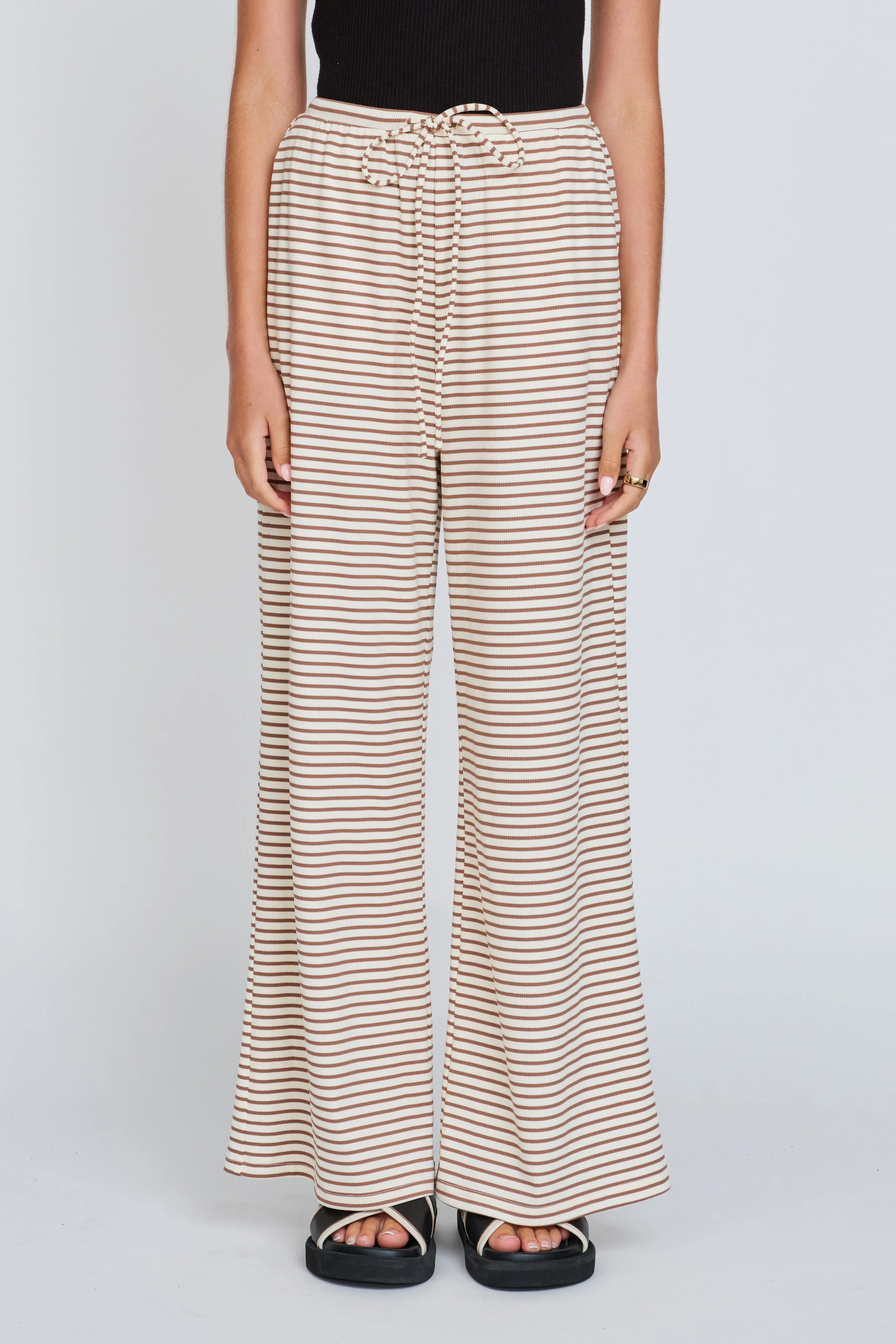 Ivy Stripe Wide Leg Pants - Cream / Tan sold by Apero Label product image thumbnail 4
