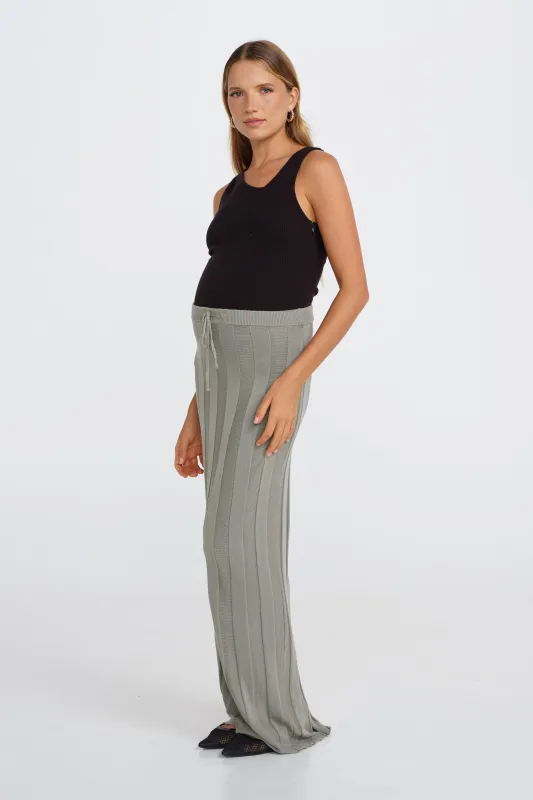 Lulu Column Knit Maxi Skirt - Khaki sold by Apero Label