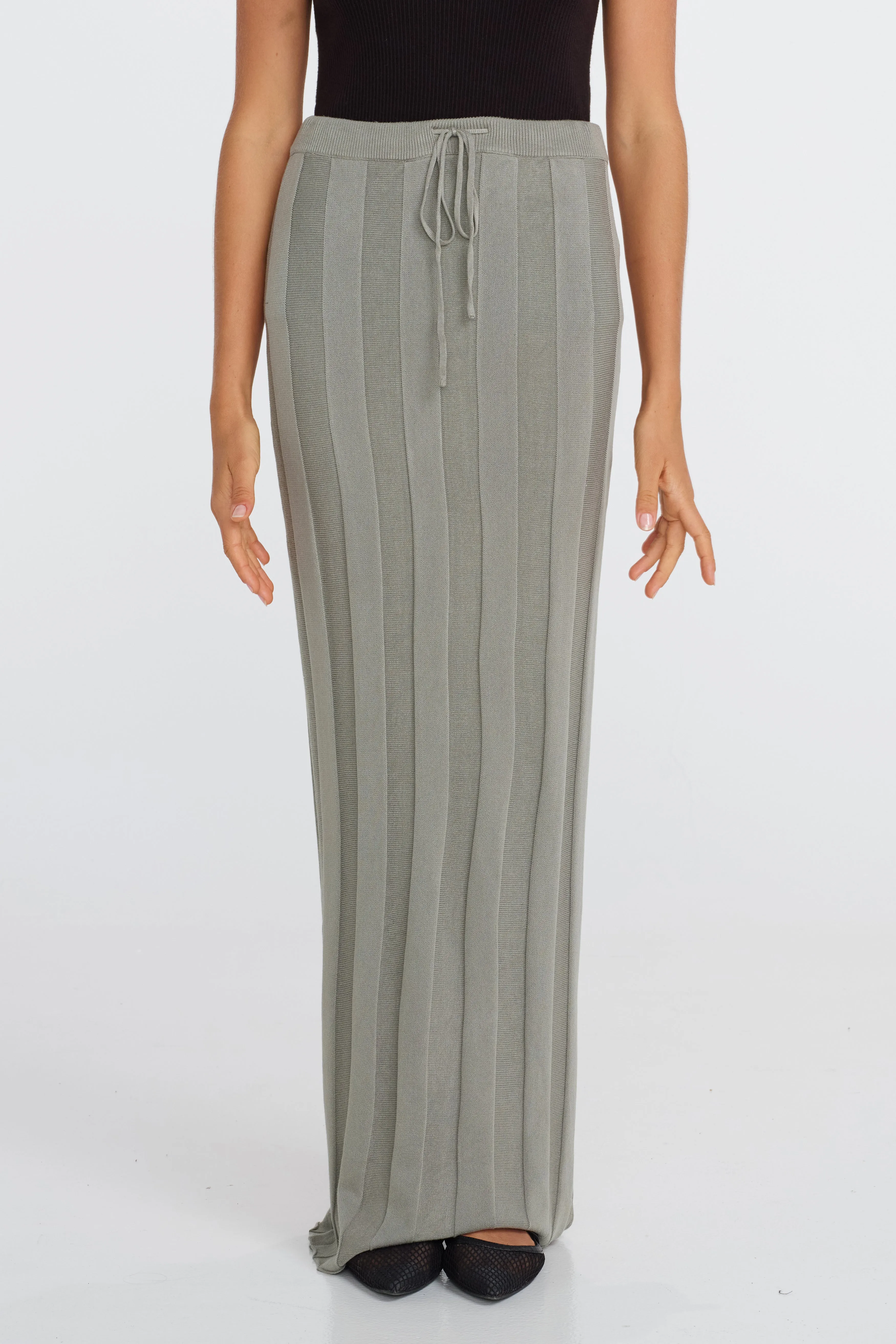 Lulu Column Knit Maxi Skirt - Khaki sold by Apero Label product image thumbnail 2