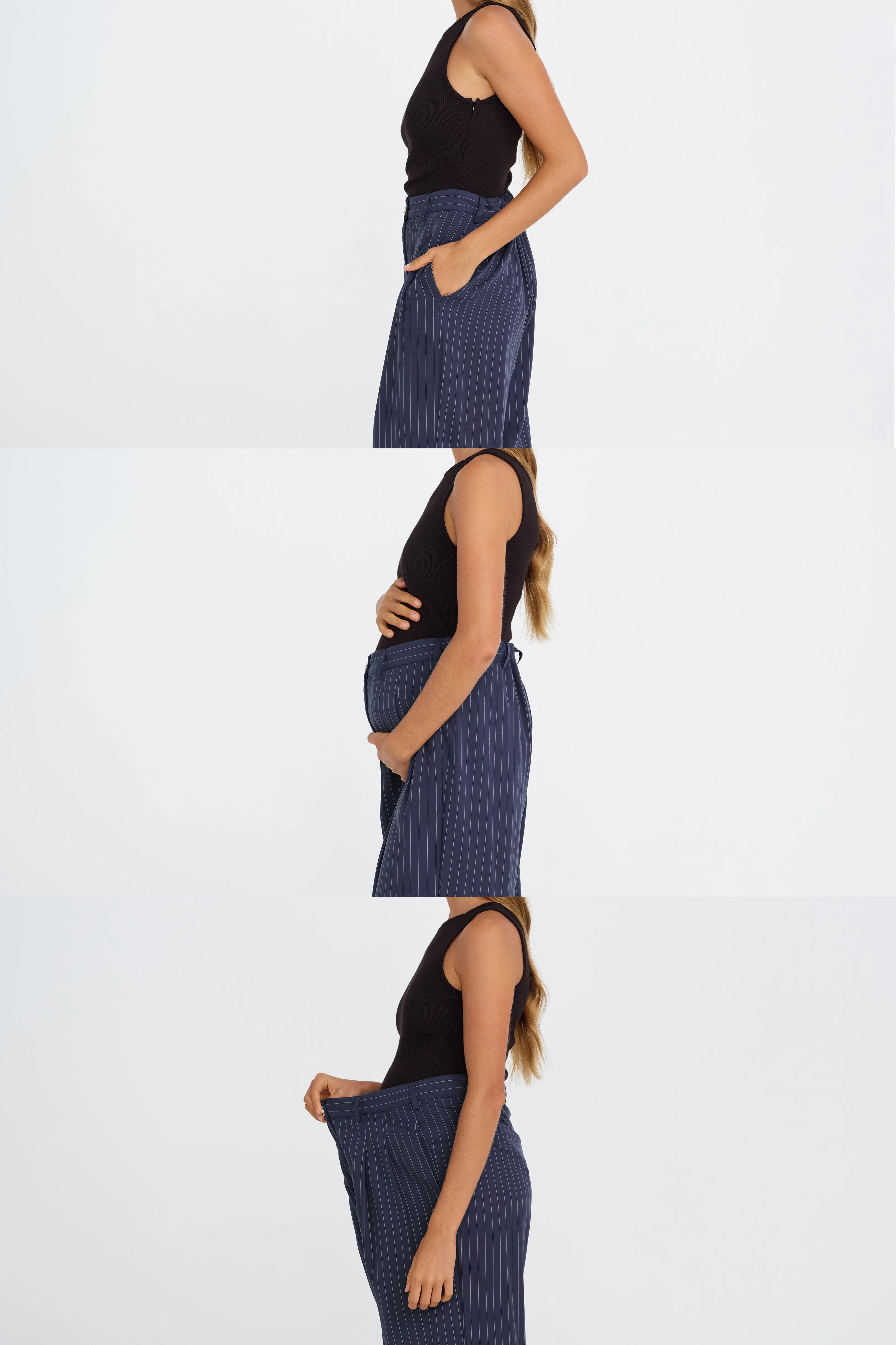 Bambi Pinstripe Adjustable Wide Leg Pant - Navy / White sold by Apero Label product image thumbnail 2