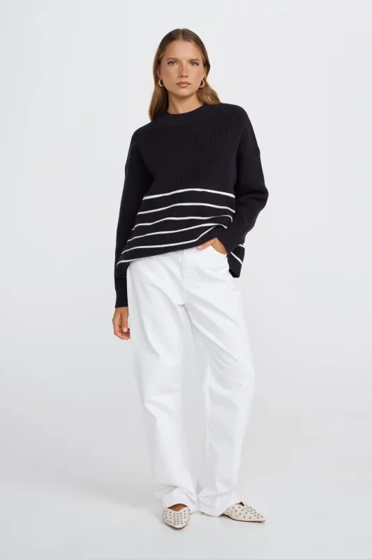 Sylvie Stripe Knit Jumper - Navy / White sold by Apero Label