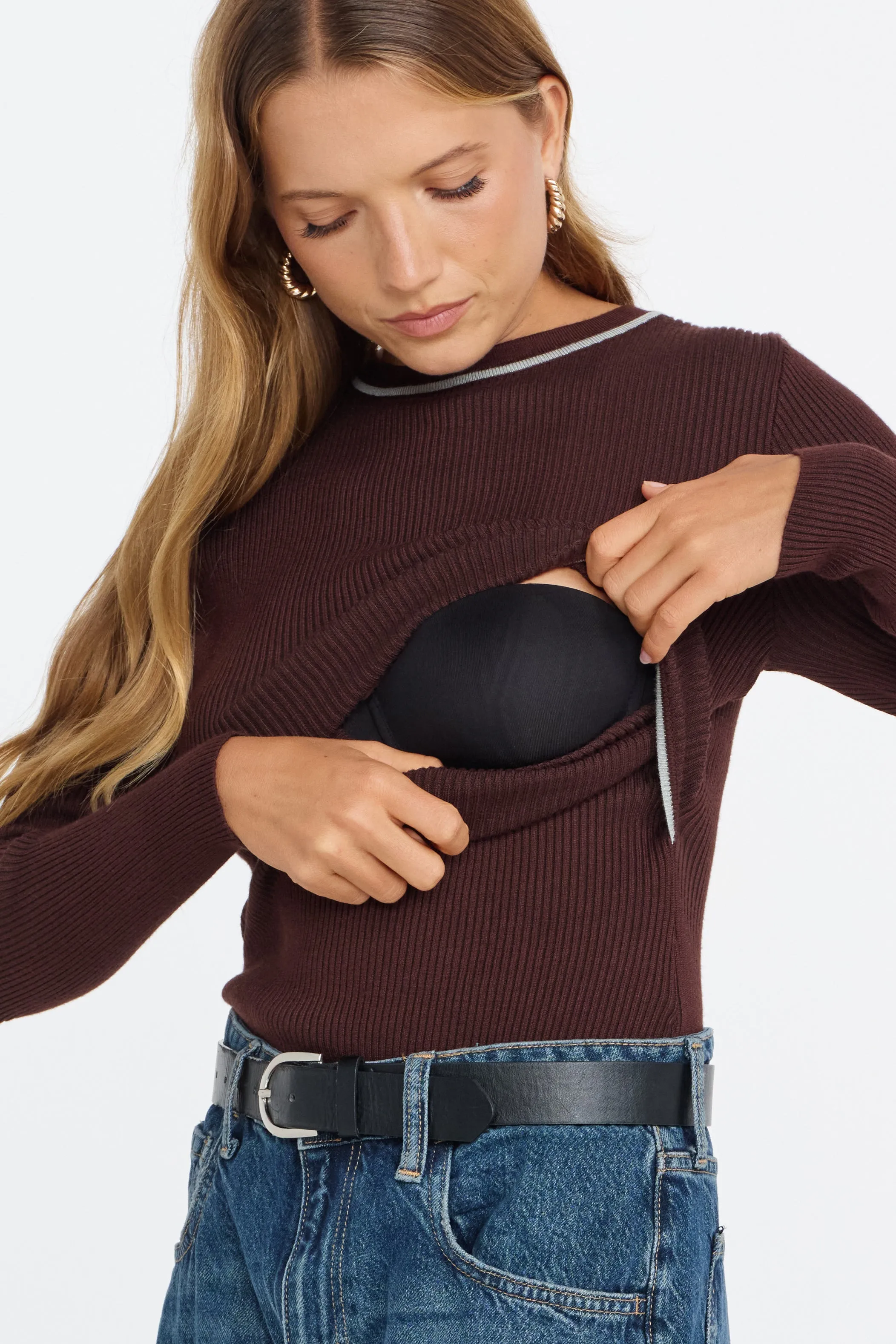 Rowe Long Sleeve Knit Top - Chocolate / Mint sold by Apero Label product image thumbnail 2